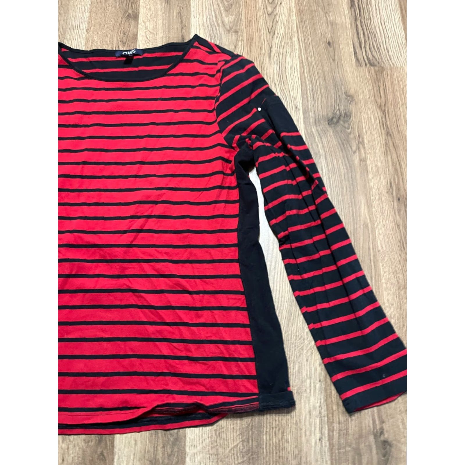 Chaps **Women's Red Black Striped Long Sleeve XL Chaps T-Shirt** User: Women's Red Black Striped Long-Sleeve XL Chaps T-Shirt Size XL / US 12-14 / IT 48-50 - 4 Thumbnail