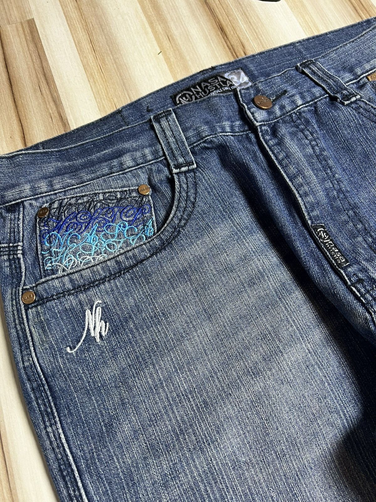 NASA × Vintage nasa hustla baggy jeans fade haft Size US 34 / EU 50 - 9 Thumbnail