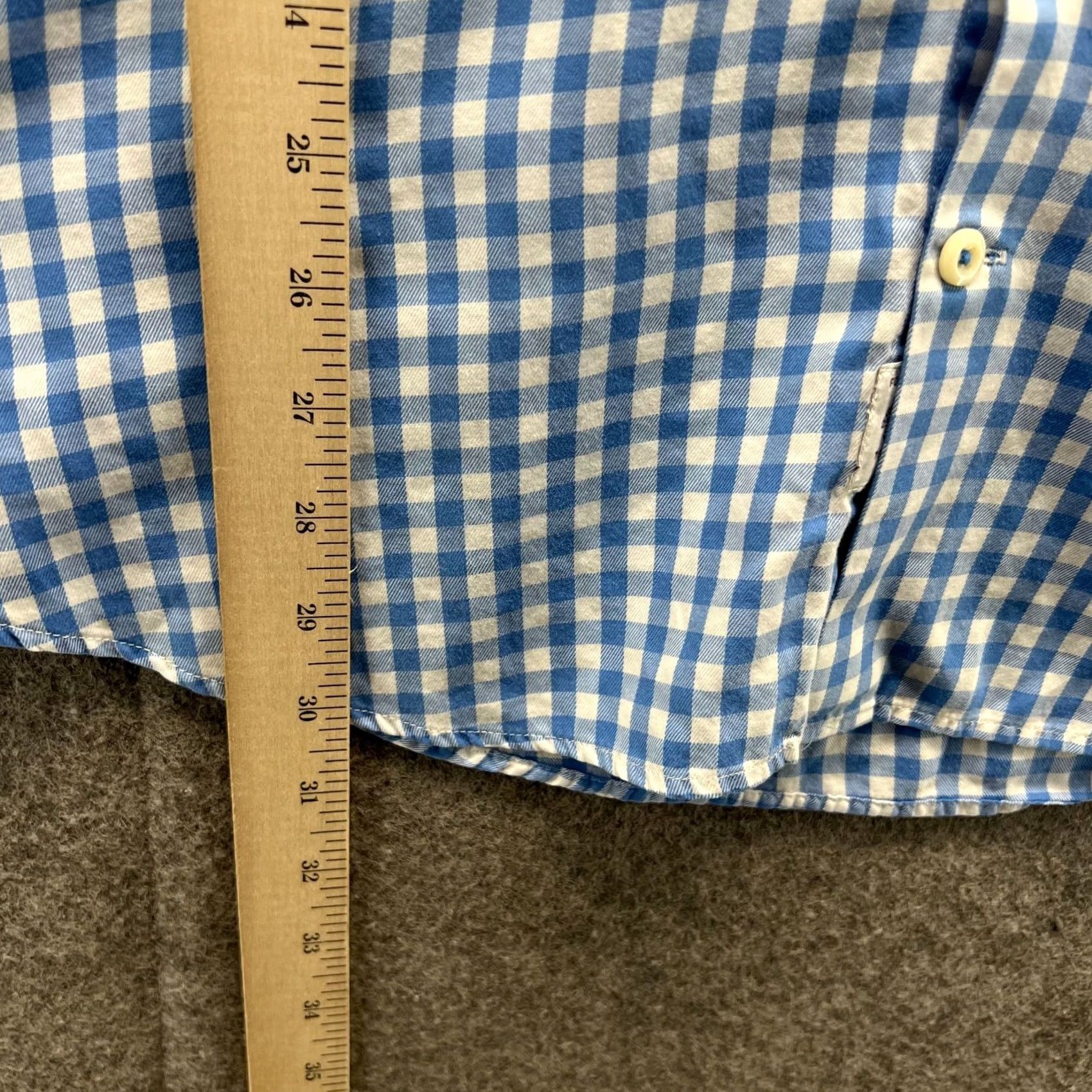 Peter Millar Peter Millar Dress Shirt Mens Large Blue Button-Down Check Oxford Pocket Shirt Size 42R - 4 Thumbnail