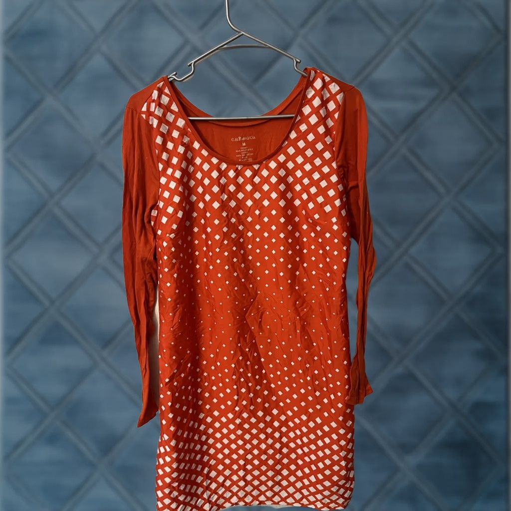 Vintage G.H.Bass & Co Casual Dress Women Medium Orange Midi Shift Long Sleeve | Casual Womens Dress M Orange Size M / US 6-8 / IT 42-44 - 1 Thumbnail