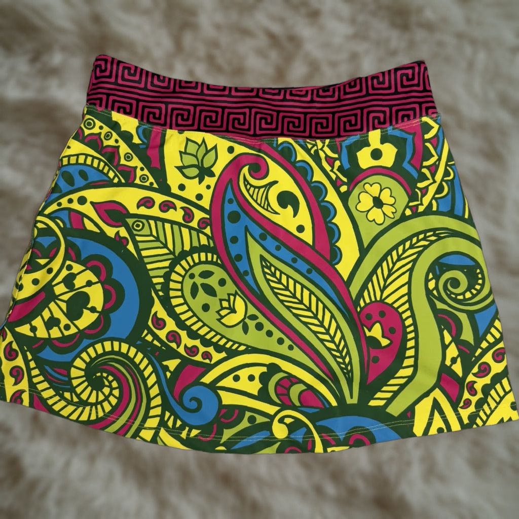 Vintage Triflare Women's Skort Skirt Yellow Paisley Pull On Tennis Athletic Sz S- Regular, Short, Polyester, Activewear, 30 in Waist, Vintage? Size 28" / US 6 / IT 42 - 1 Thumbnail
