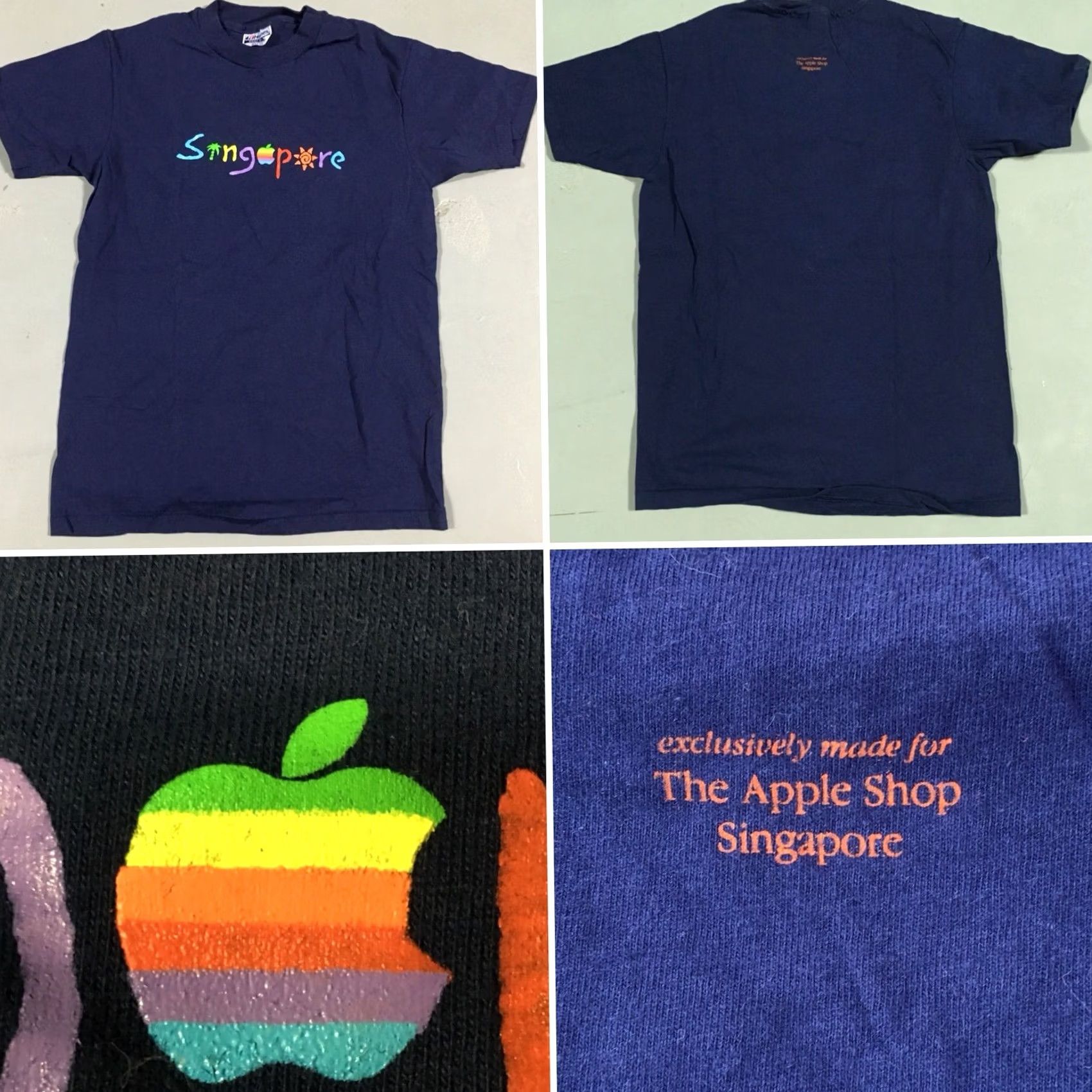 Hanes VINTAGE Hanes Beefy-T T-Shirt 80s 1980s Rainbow Apple Singapore The Apple Shop Mens M Blue Graphic Tee Shoes? Size US M / EU 48-50 / 2 - 4 Thumbnail