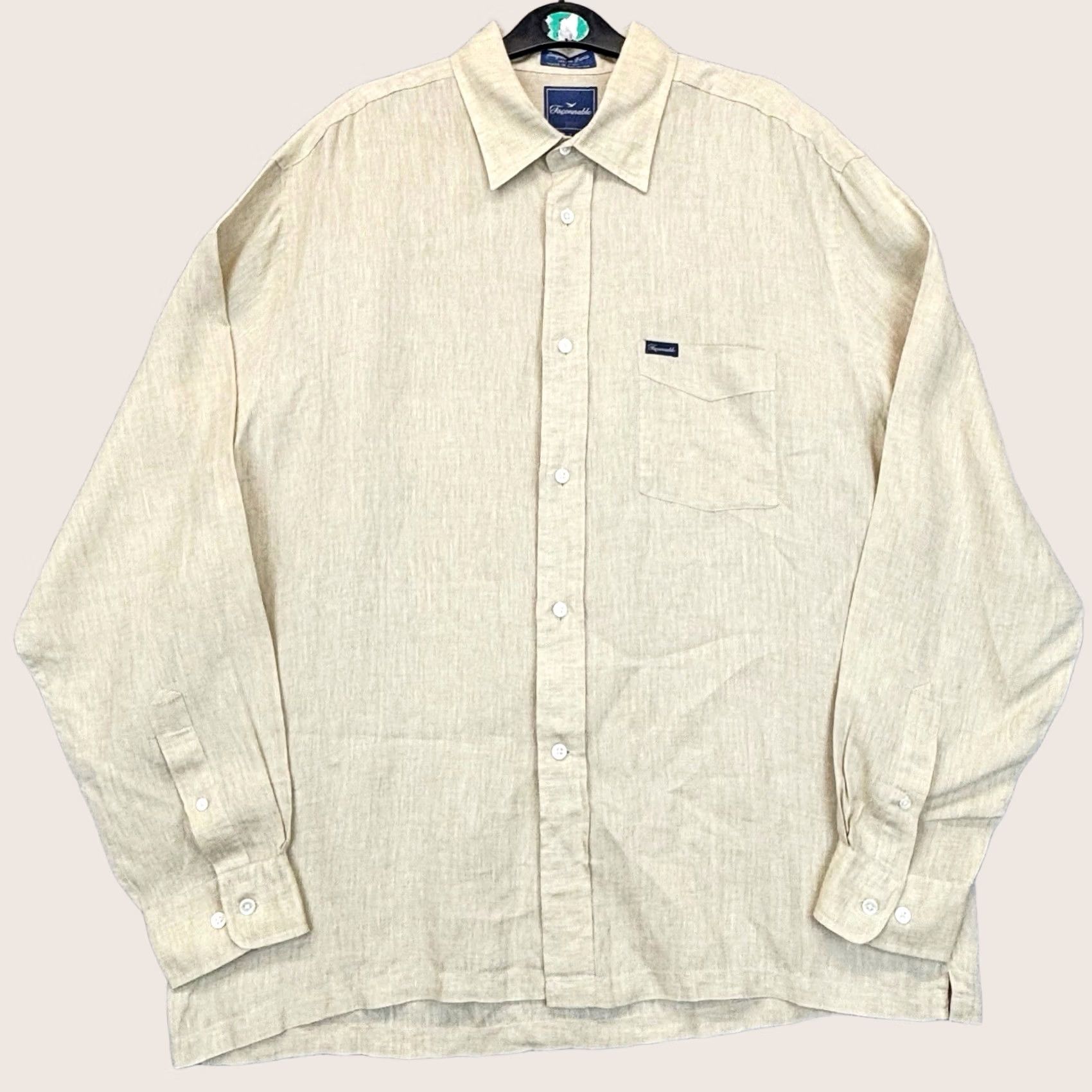 Faconnable Façonnable 100% Linen Shirt L Mens Sand Button-Up | Regular Fit, Long Sleeve, Chest Pocket, Casual Size US L / EU 52-54 / 3 - 1 Thumbnail