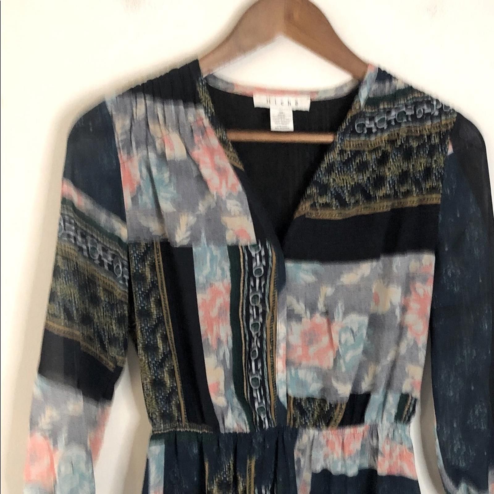 Hickey Freeman Hiché floral patchwork midi dress black pink SZ XS Size XS / US 0-2 / IT 36-38 - 2 Thumbnail