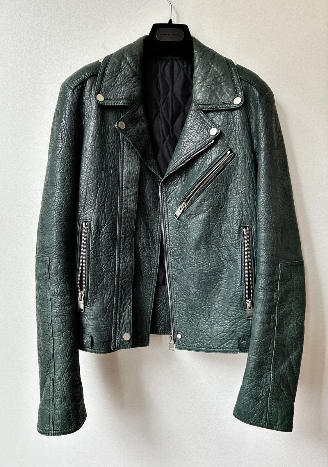 Balenciaga Balenciaga AW2014 Green Lamb Leather Biker Jacket Size US S / EU 44-46 / 1 - 3 Thumbnail