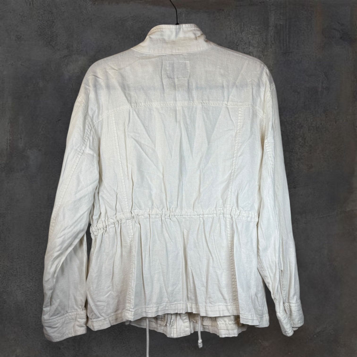 Old Navy Old Navy Cargo Jacket Women's XL Ivory 55% Linen Drawstring Size XL / US 12-14 / IT 48-50 - 2 Thumbnail