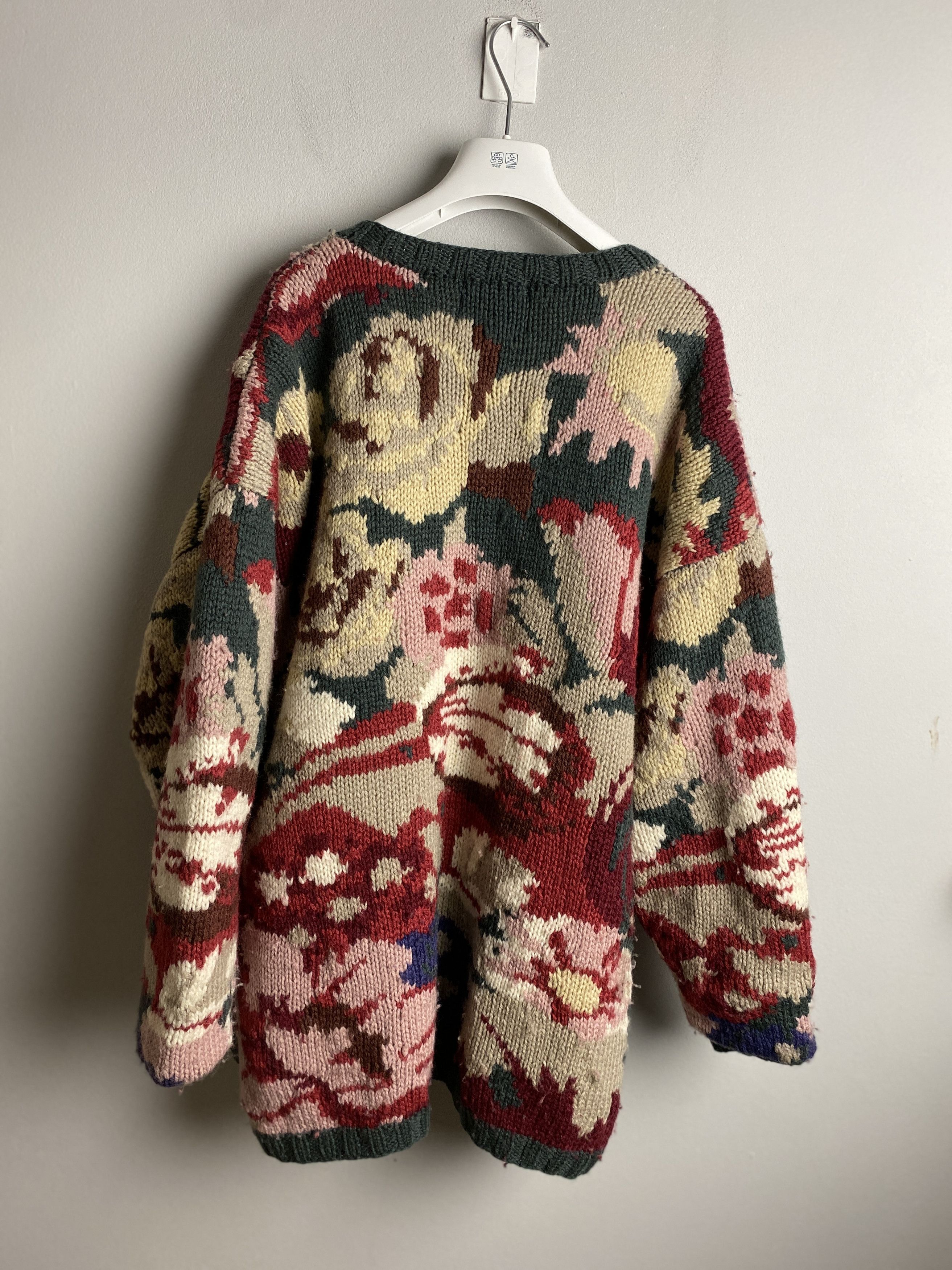 Handmade × Vintage Joseph Tricot vintage wool hand crafted floral cardigan Size ONE SIZE - 6 Thumbnail