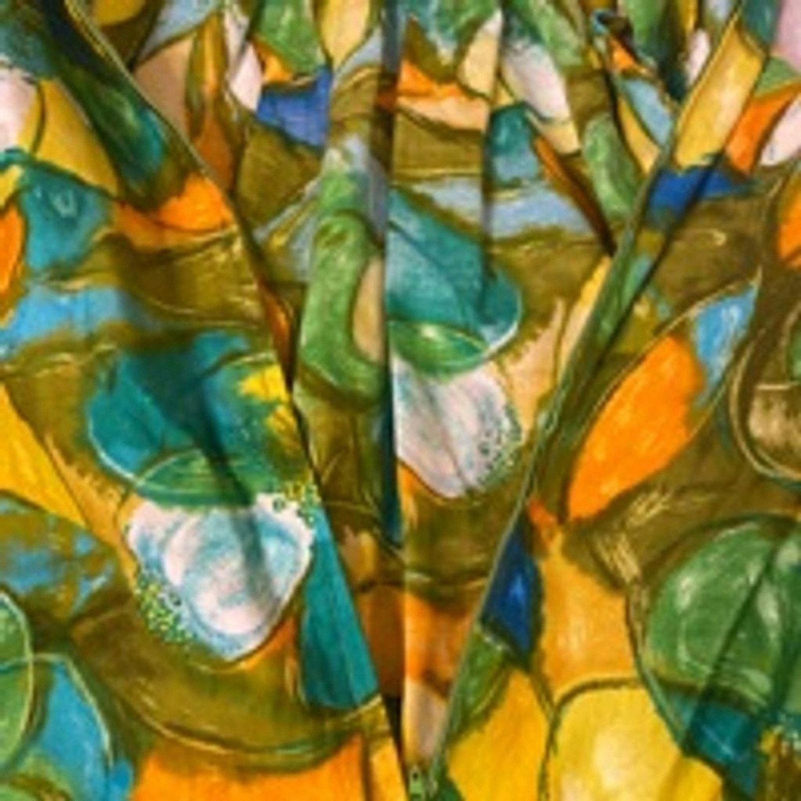 Handmade 1960s Floral Mod Shift Dress Yellow Green Retro Boho Hippie Size M / US 6-8 / IT 42-44 - 3 Thumbnail