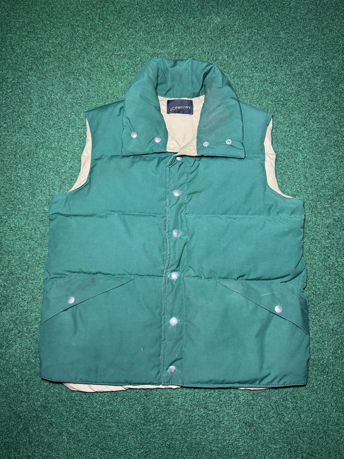 Sears Vintage Sears Down Green 70s 80s Snap Up Large Puffer Vest Size US L / EU 52-54 / 3 - 1 Thumbnail