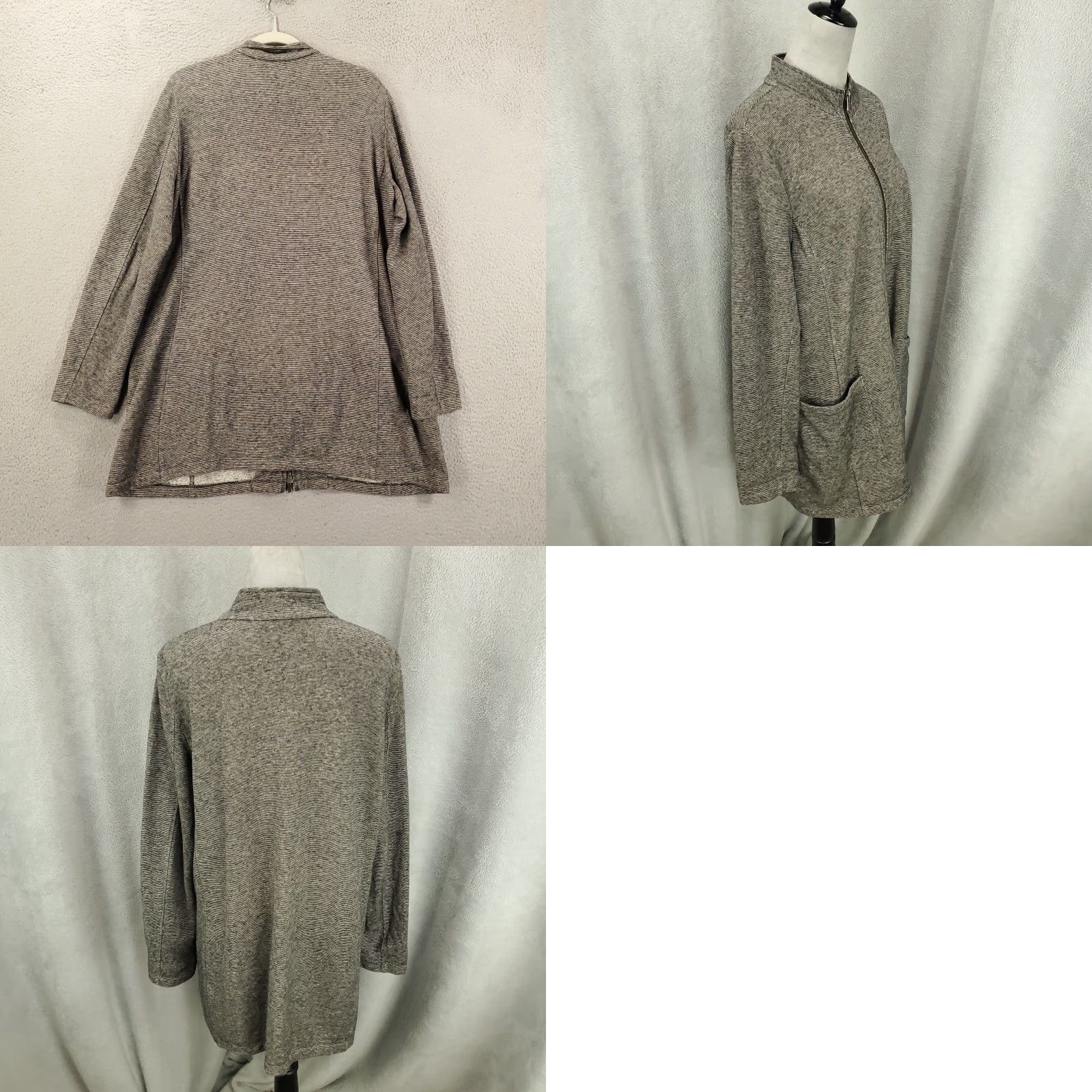 Eileen Fisher Eileen Fisher Jacket Women Large Gray Full Zip Pockets Long Hemp Cotton Cardigan Size L / US 10 / IT 46 - 8 Thumbnail