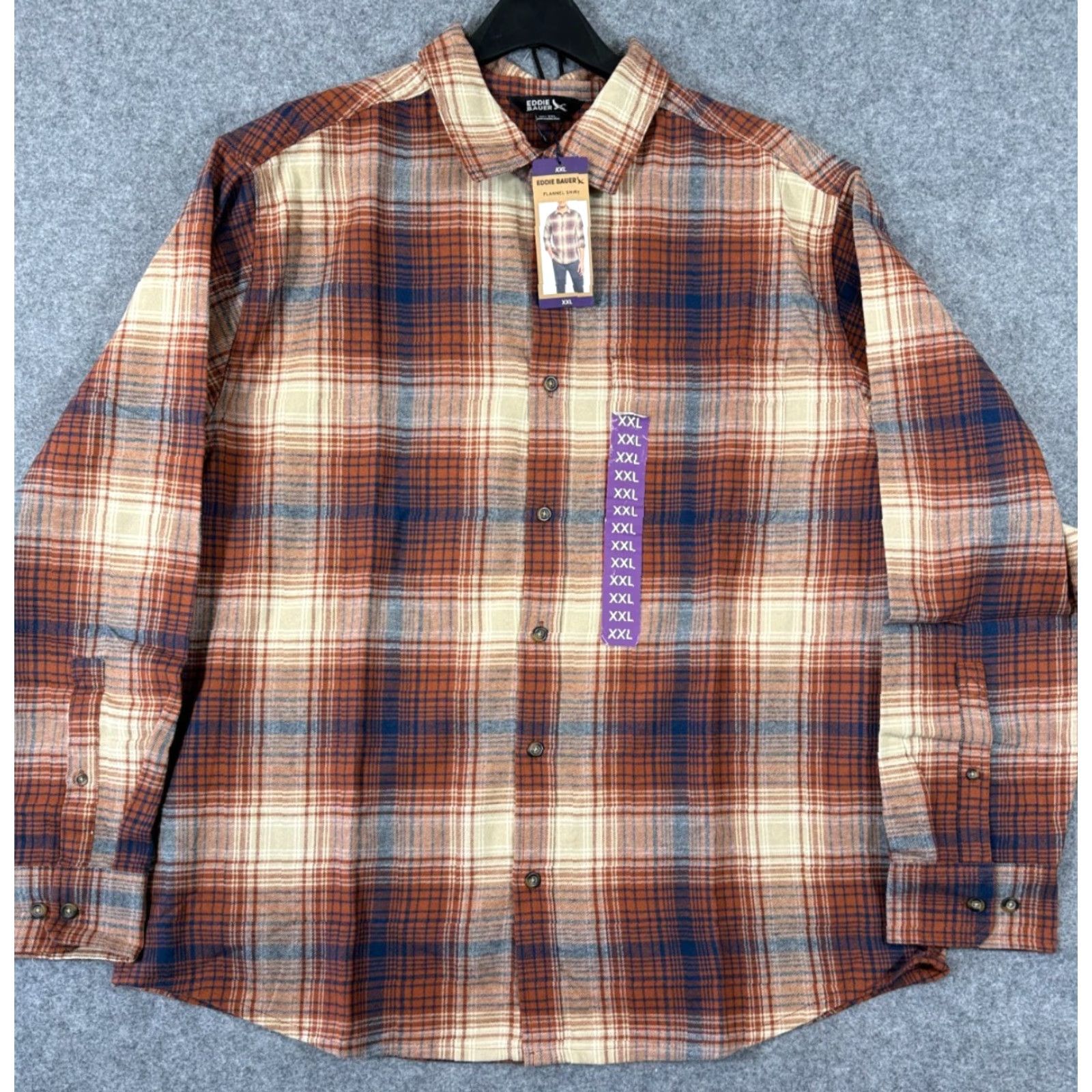 Eddie Bauer Eddie Bauer Shirt Mens 2XL Brown Blue Plaid Button-Up Long Sleeve Flannel NWT Size US XXL / EU 58 / 5 - 2 Thumbnail