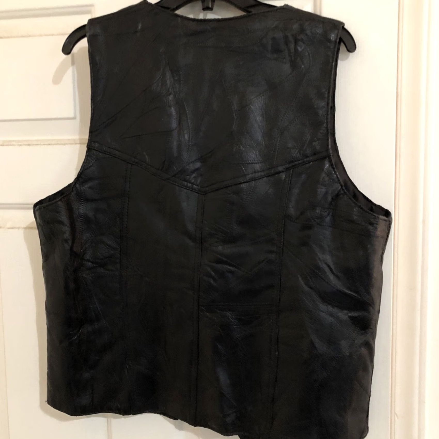 Vintage MENS 2XL MARK ANDRE NEW YORK BLACK ITALIAN LEATHER MOTORCYCLE VEST LINED Size US XXL / EU 58 / 5 - 5 Thumbnail