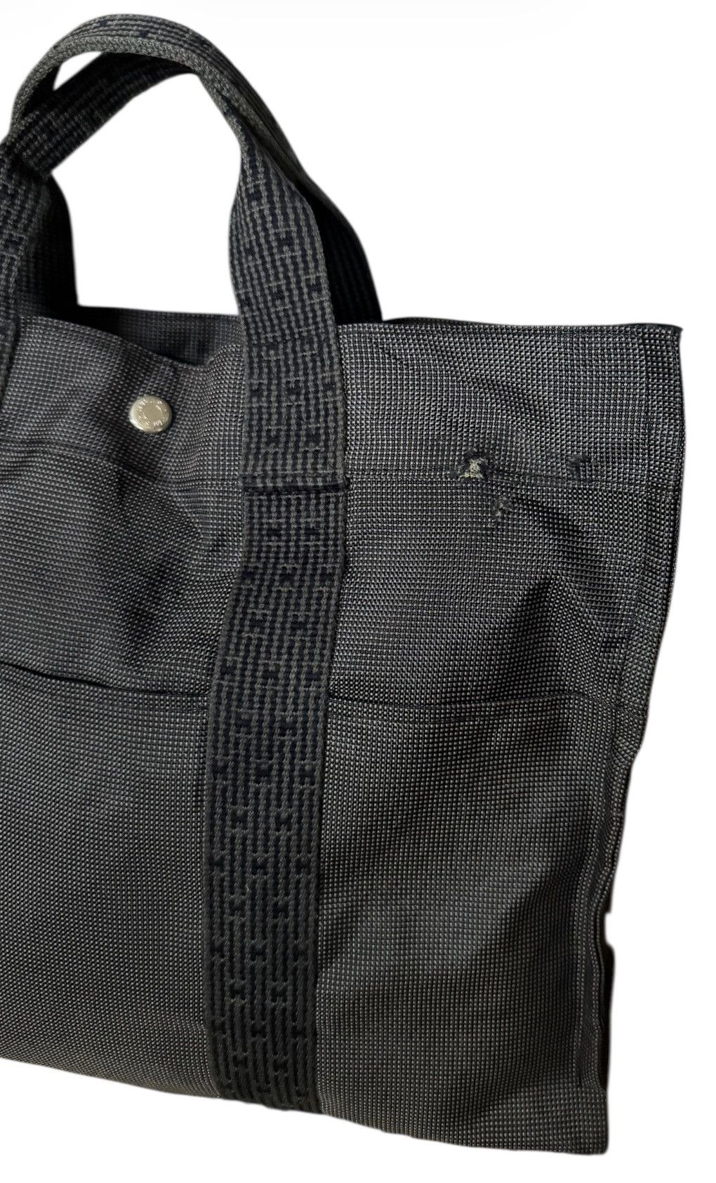 Hermes Hermes Herline Totes Bag Dark Gray Nylon Canvas Size ONE SIZE - 6 Thumbnail