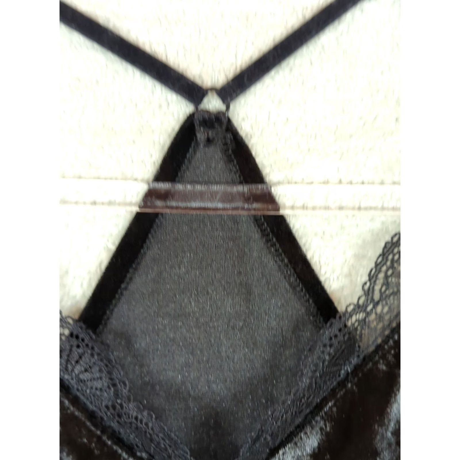 Vintage VINTAGE Crushed Velvet Cami Women L Blk Lace Trim Tank Top Dark Fairy Whimsigoth Grunge Size L / US 10 / IT 46 - 2 Thumbnail