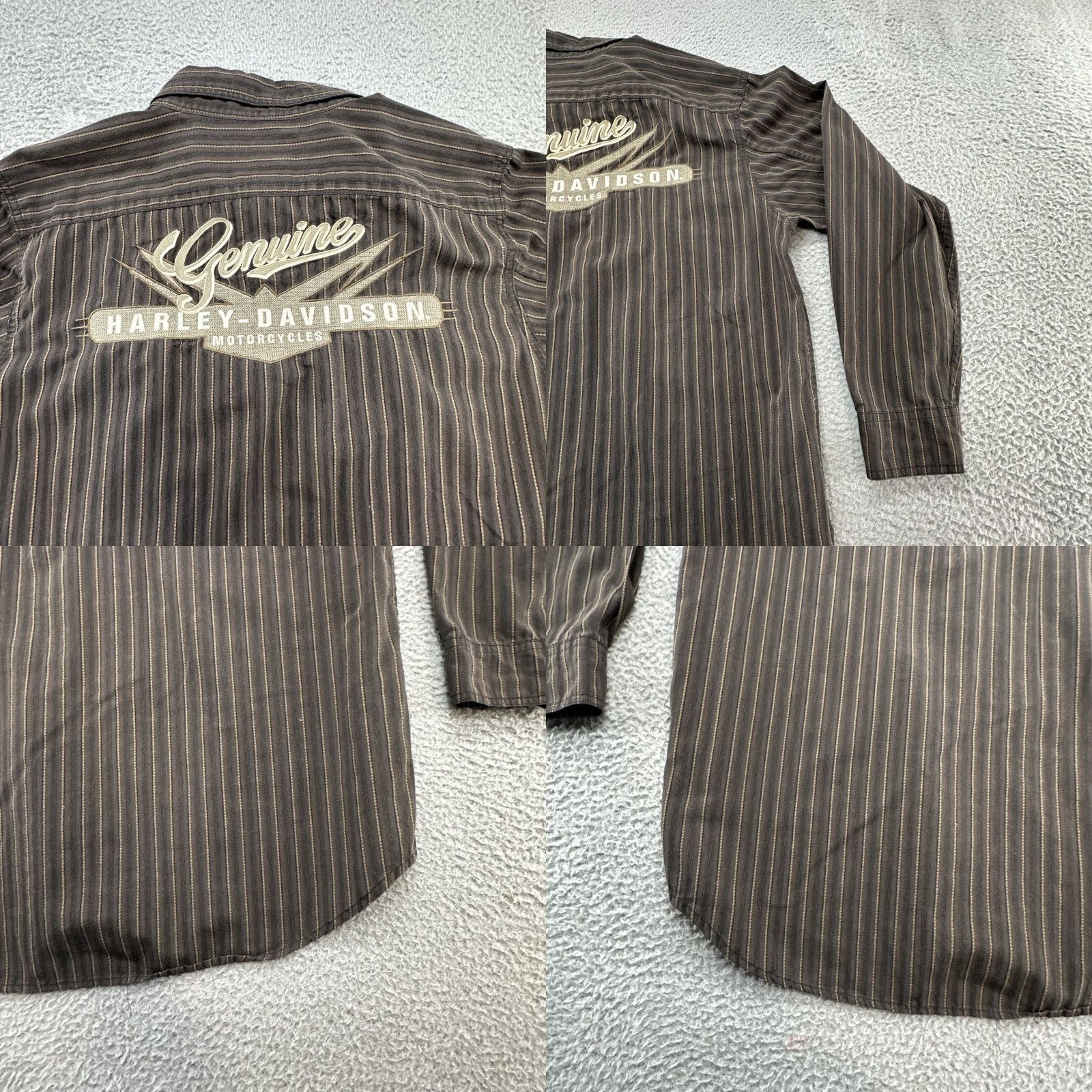 Harley Davidson Harley-Davidson Shirt Mens Large Pinstriped Cotton Long Sleeve Button Up Nice Size US L / EU 52-54 / 3 - 10 Thumbnail