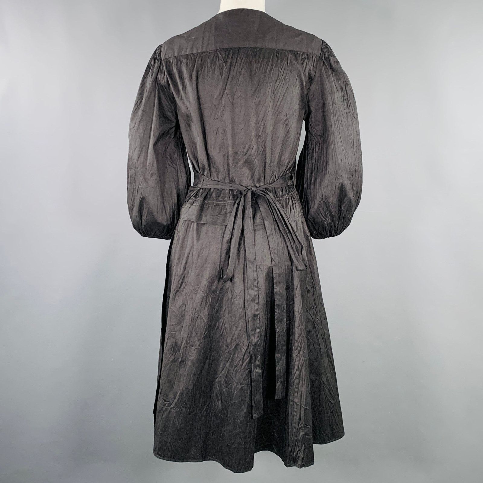 Calypso St Barth CALYPSO Size S Black Silk Wrinkled Wrap Dress Size S / US 4 / IT 40 - 3 Thumbnail