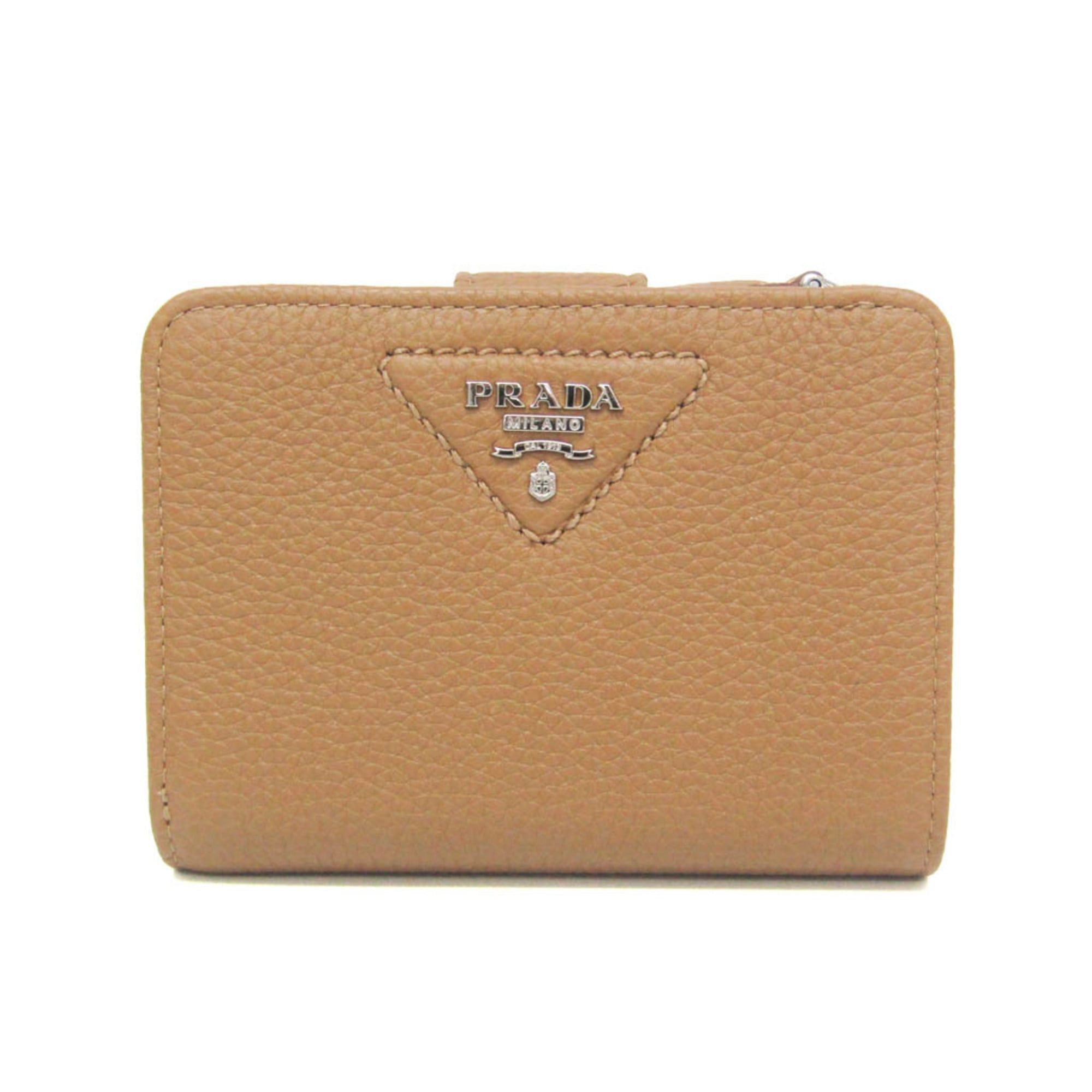 Prada Prada VITELLO DAINO 1ML018 Women's Leather Middle Wallet (bi-fold) Camel Size ONE SIZE - 1 Thumbnail