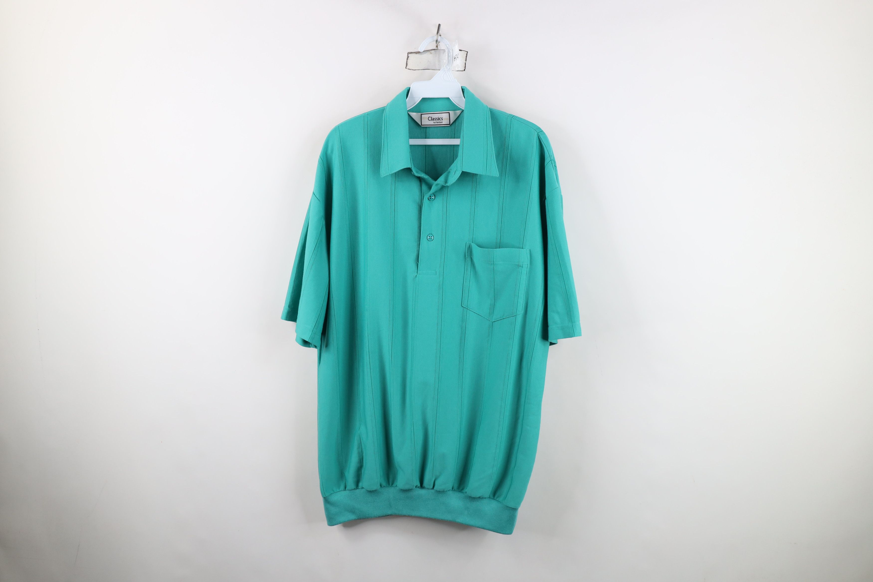 Vintage Vintage 90s Streetwear Striped Collared Pullover Polo Teal Size US L / EU 52-54 / 3 - 1 Thumbnail