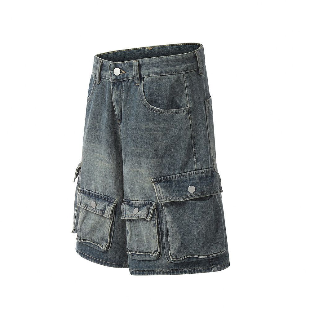 Japanese Brand × Jean Men's punk washed distressed pocket cargo denim shorts y2k Size US 32 / EU 48 - 2 Thumbnail