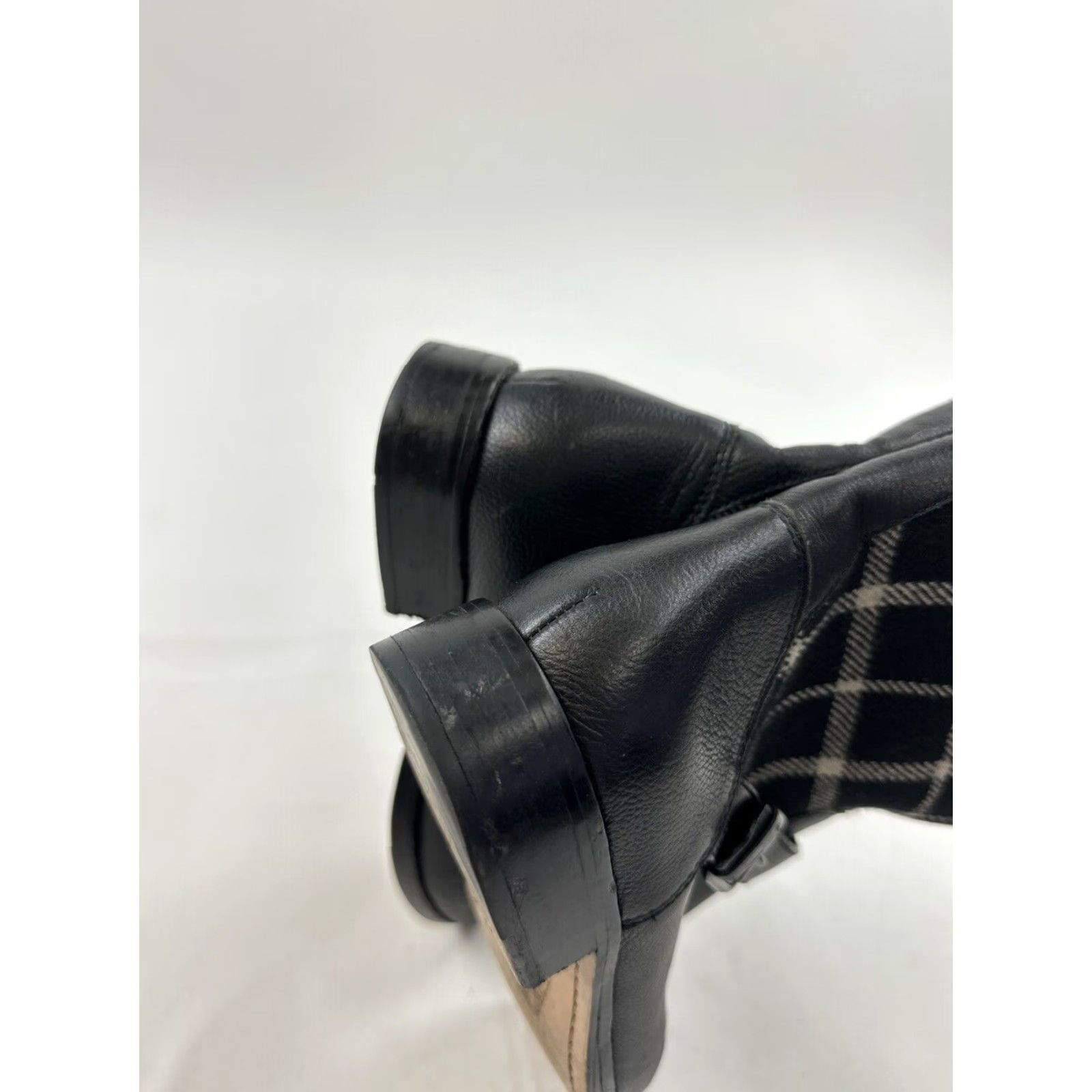 Coach Coach Mackie Boots Women’s Mid-Calf Black 7.5 US Leather Wool Plaid Winter Womens Size US 7.5 / IT 37.5 - 4 Thumbnail
