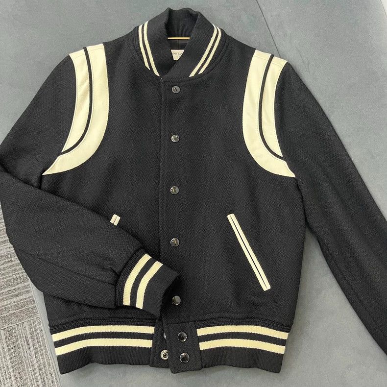Saint Laurent Paris Black and White Patchwork Baseball Jacket Size US S / EU 44-46 / 1 - 1 Thumbnail