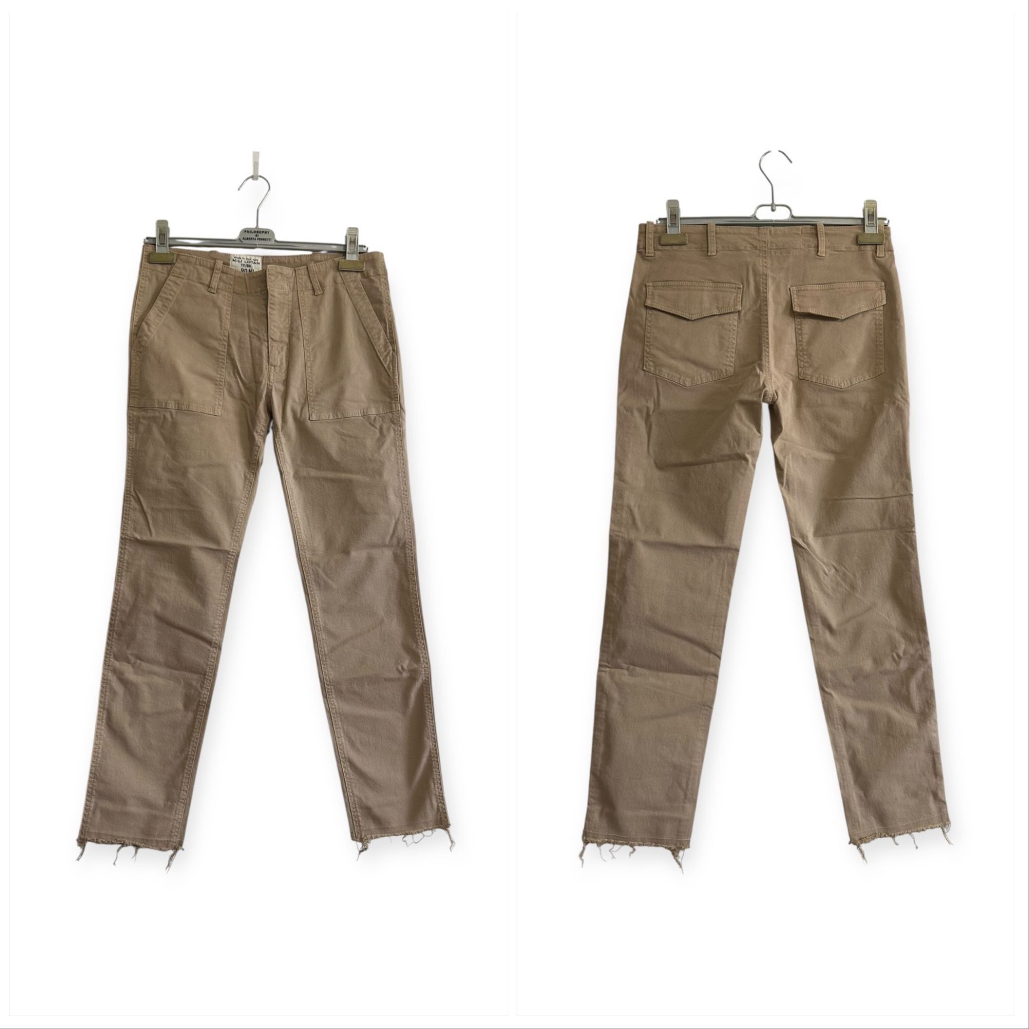 Nili Lotan Nili Lotan Jenna Cropped Raw-Edge Pants, Beige/Khaki, Size 4 Size 27" / US 4 / IT 40 - 12 Thumbnail