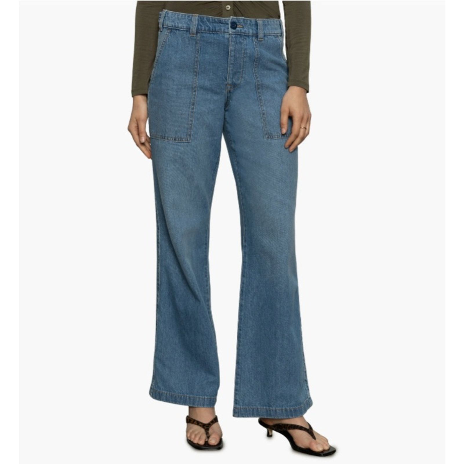 Sanctuary Sanctuary Women Blue Wide Leg Straight Jeans Size 33 Size 33" - 2 Thumbnail
