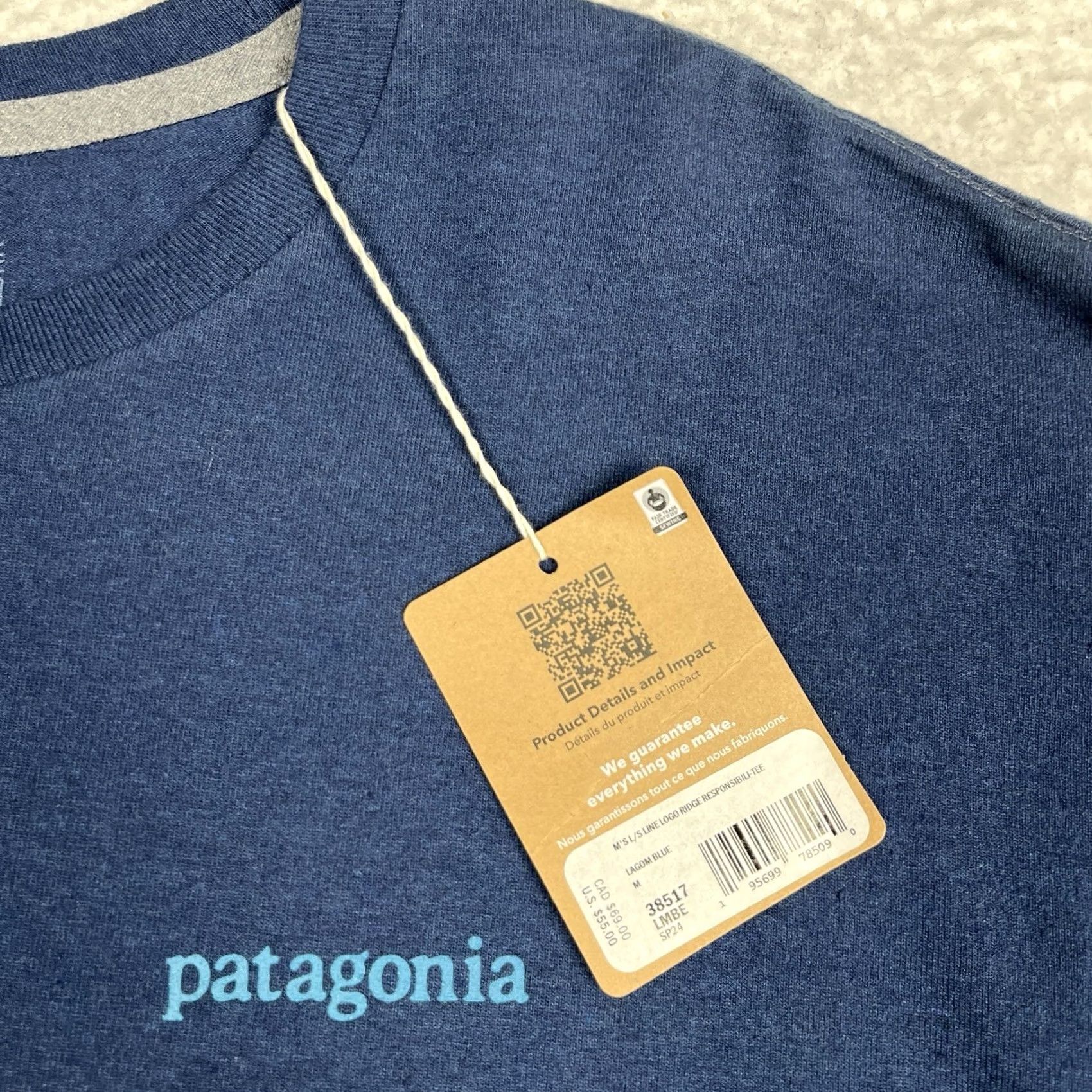 Patagonia Patagonia Responsibili-Tee Long Sleeve Shirt Mens Medium Blue Line Logo Ridge Size US M / EU 48-50 / 2 - 3 Thumbnail
