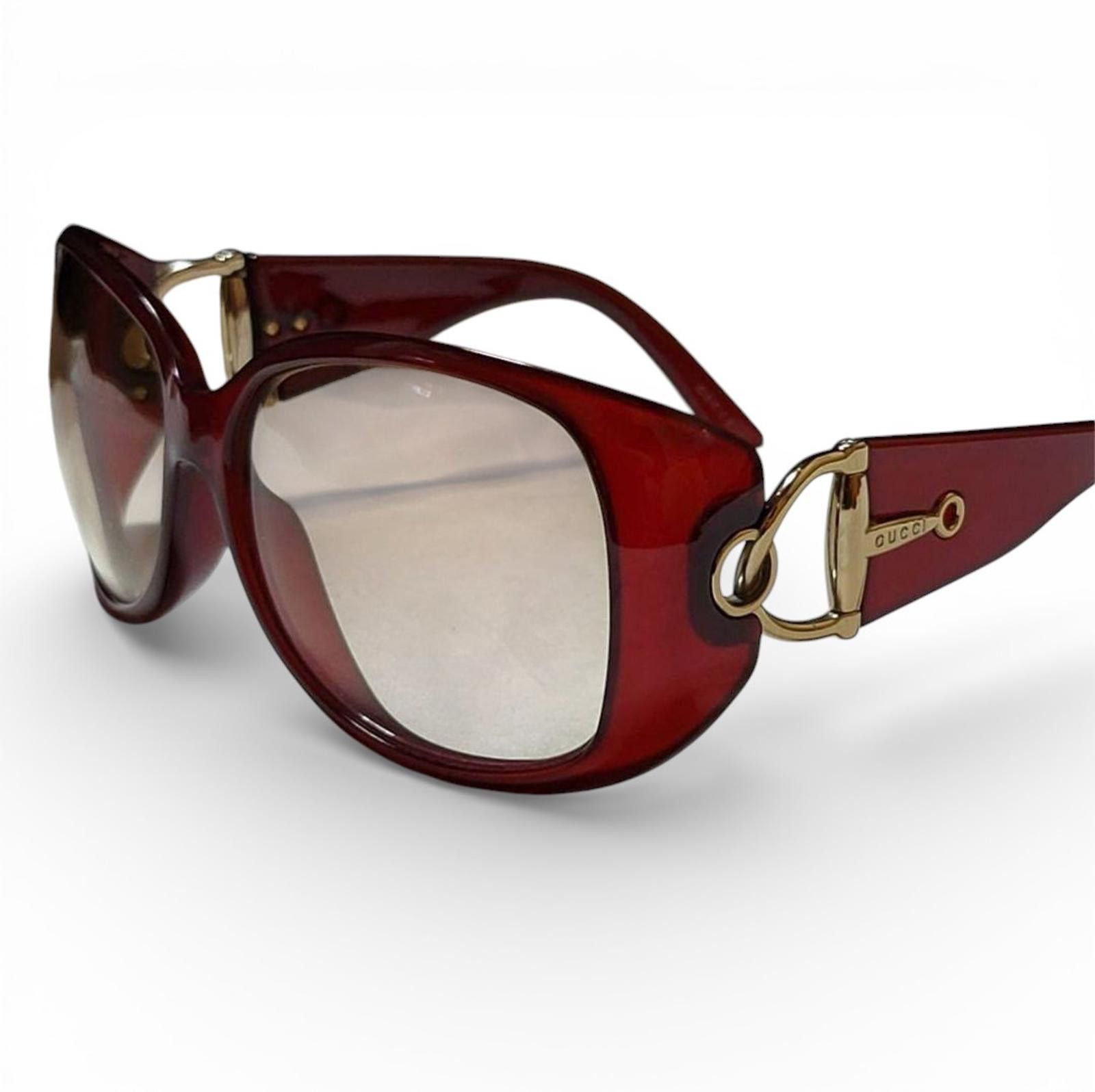 Gucci Gucci - Red Oversized Sunglasses Gold Accent Size ONE SIZE - 2 Thumbnail