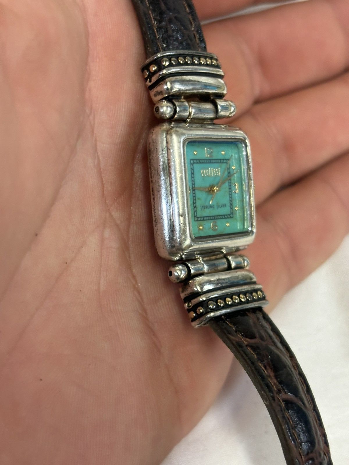 Ecosys Ecclissi Sterling Silver Turquoise Face Women’s Watch! Size ONE SIZE - 5 Thumbnail