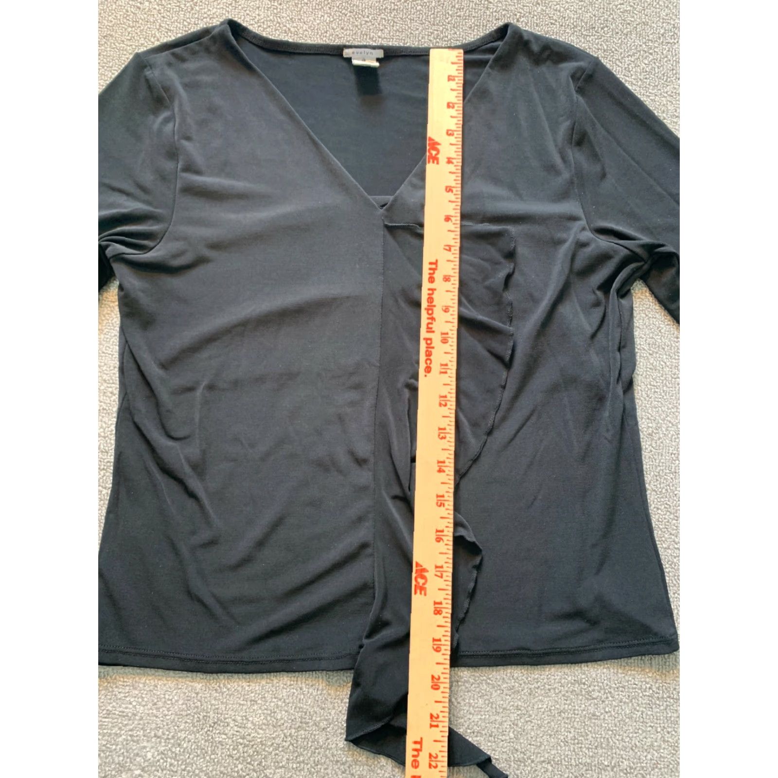 Vintage Evelyn Womens M 3/4 Sleeve Shirt Black Lightweight Blouse Medium Women's Size M / US 6-8 / IT 42-44 - 3 Thumbnail