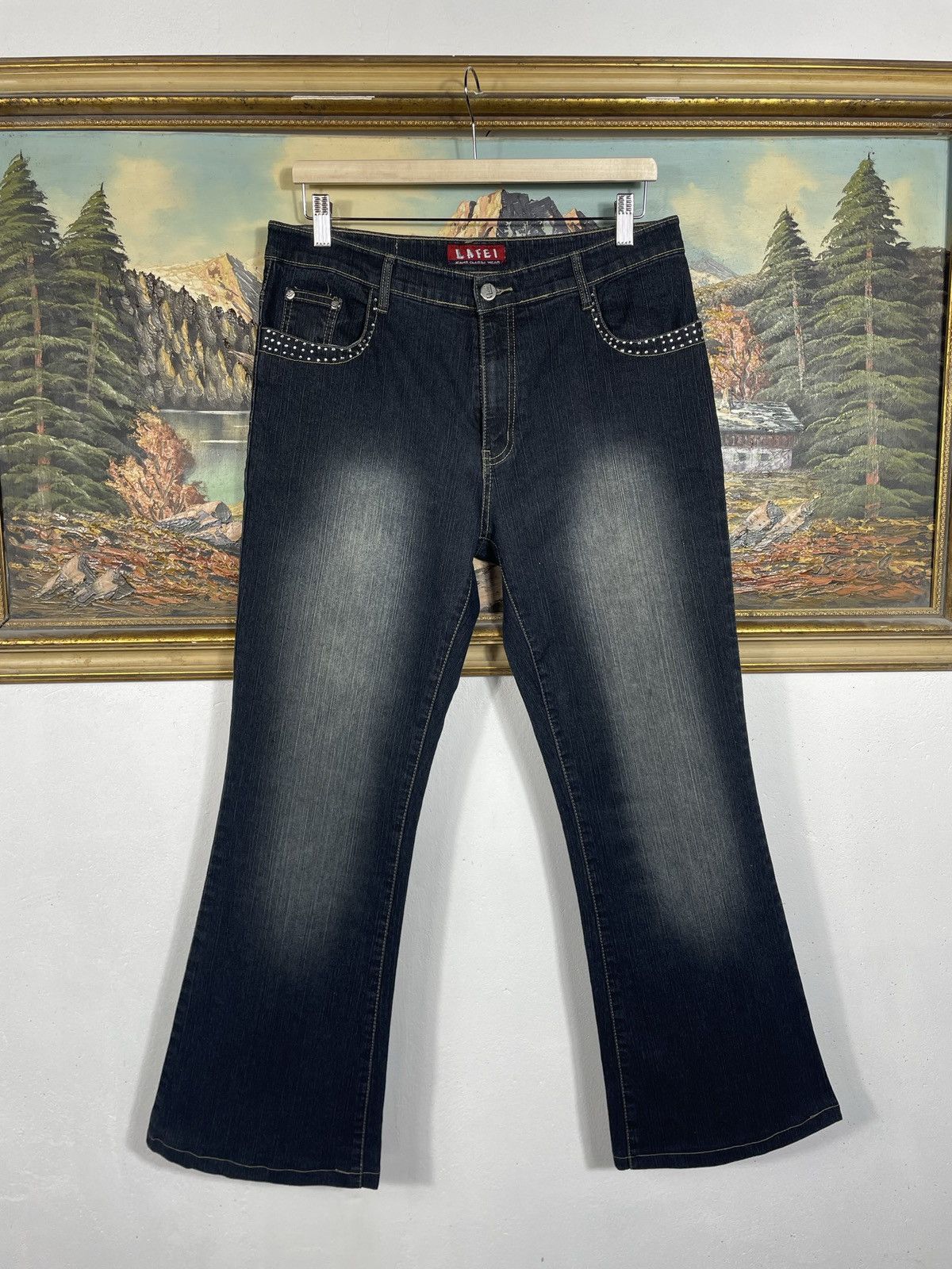 If Six Was Nine × Japanese Brand × Le Grande Bleu (L.G.B.) Avant Garde Boot Cut Denim Jenas Vintage Y2k Flare Trousers Size 31" - 1 Thumbnail