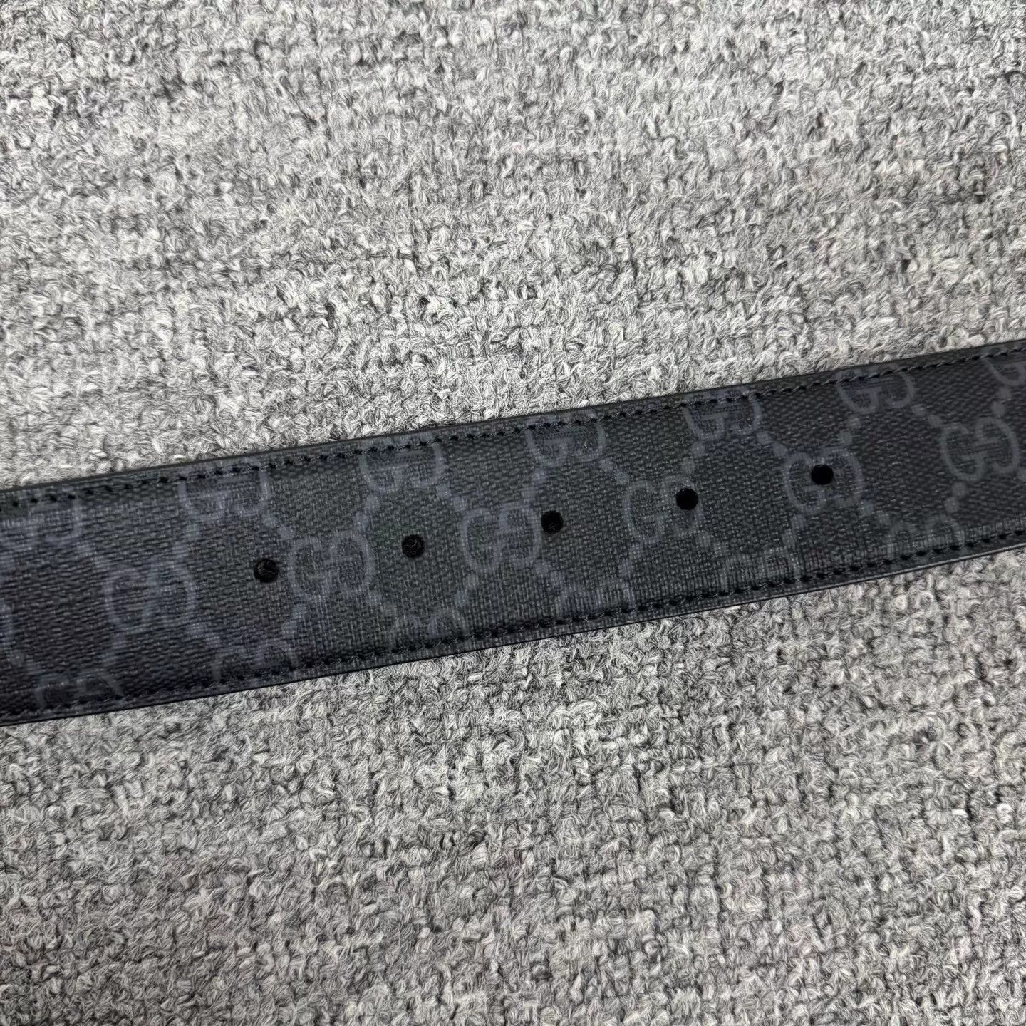 Gucci Gucci Black Gray GG Belt Silver Buckle 99 New 90/36 Size ONE SIZE - 5 Thumbnail