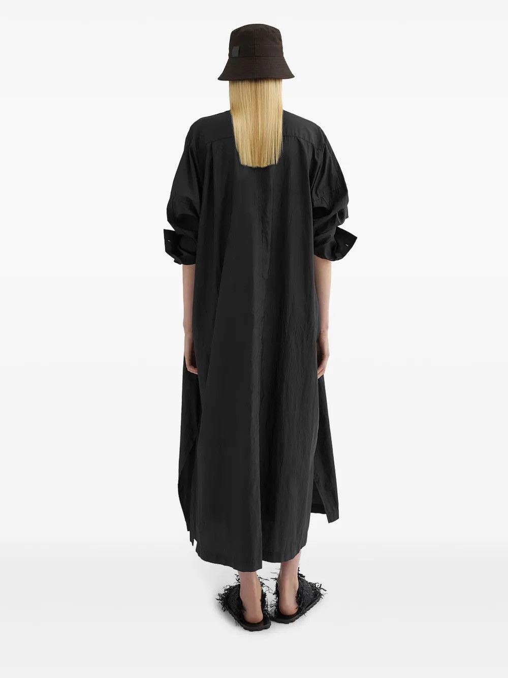 Jil Sander o1loc1c0426 Satin Shirt Dress in Black Size S / US 4 / IT 40 - 4 Thumbnail