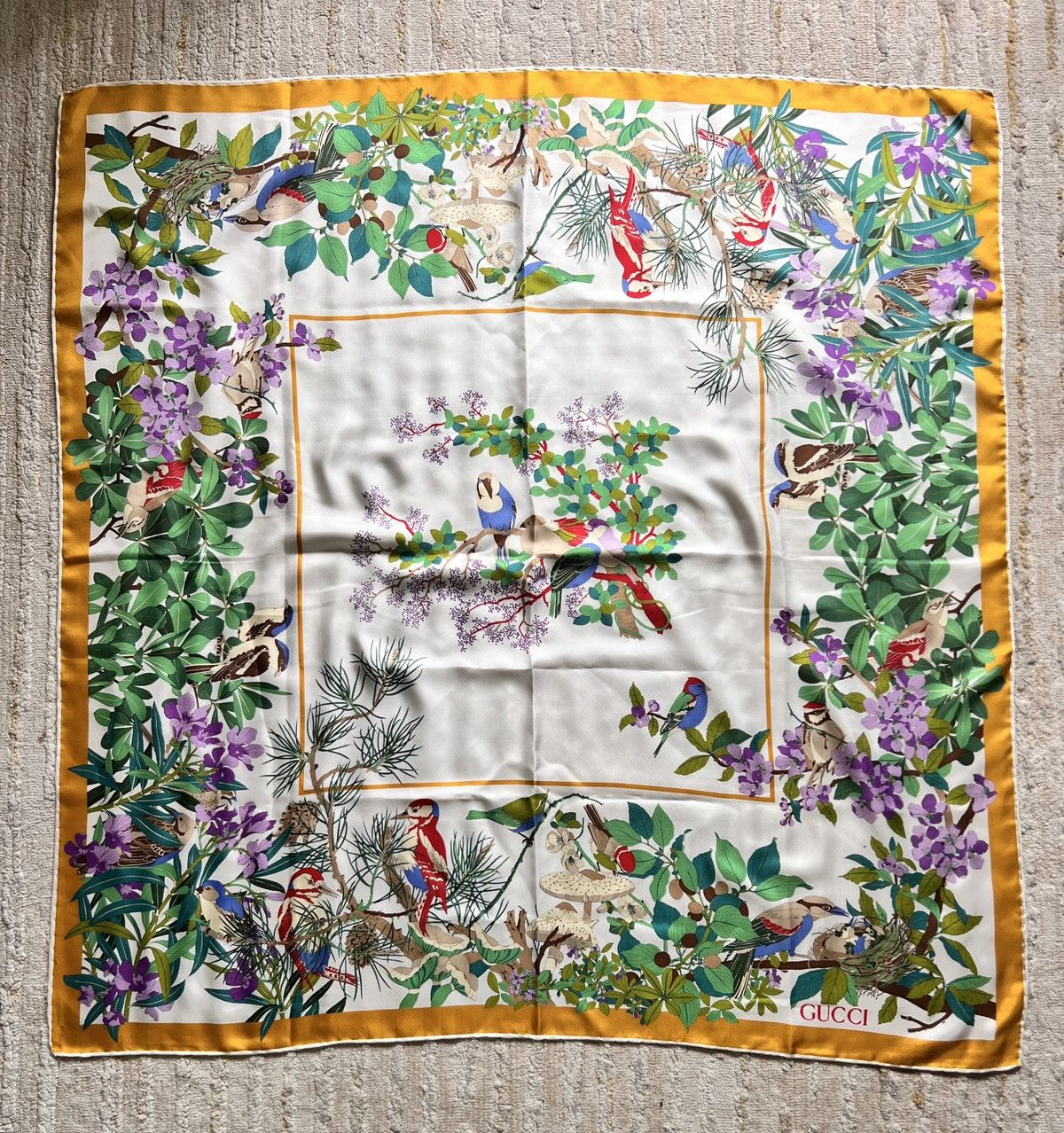 Gucci Gucci Floral Whimsical Printed Silk Scarve Size ONE SIZE - 3 Thumbnail