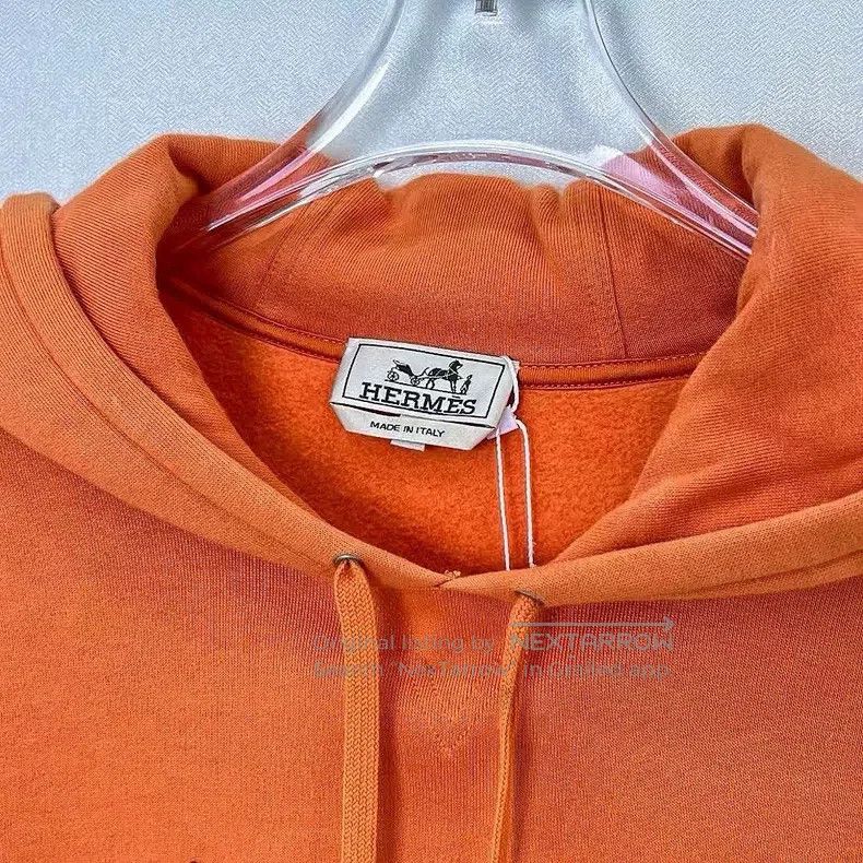 Hermes Hermes Orange Robot Leather Hooded Sweatshirt Size US M / EU 48-50 / 2 - 4 Thumbnail