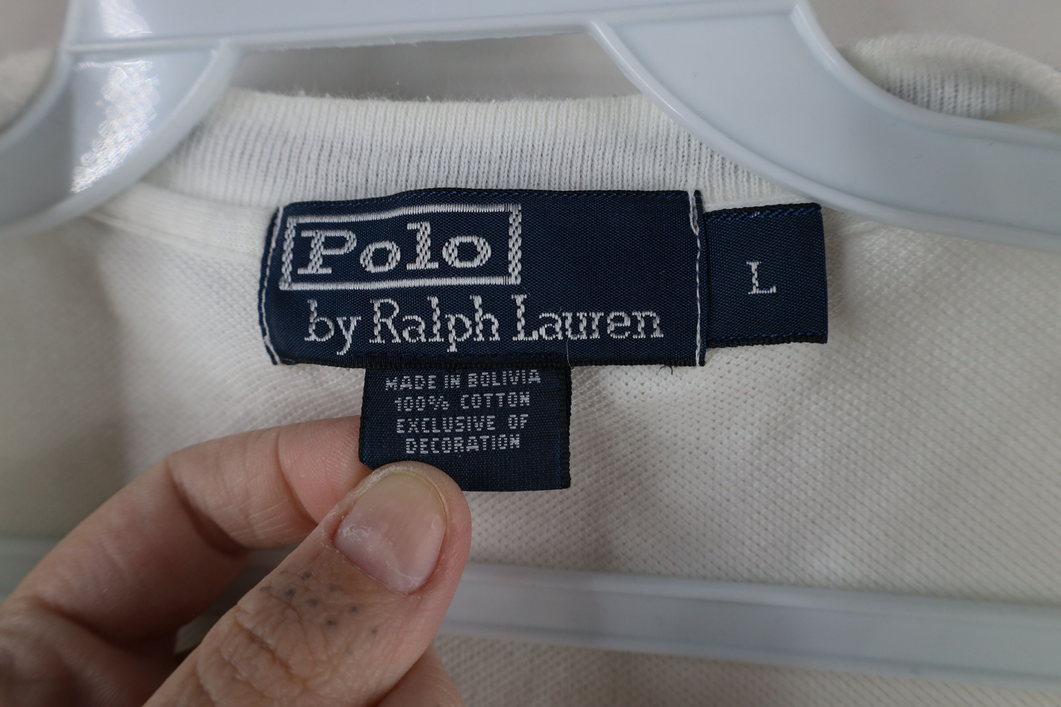 Ralph Lauren × Vintage Vintage 90s Ralph Lauren Cotton Ringer V-Neck T-Shirt White Size US L / EU 52-54 / 3 - 5 Thumbnail
