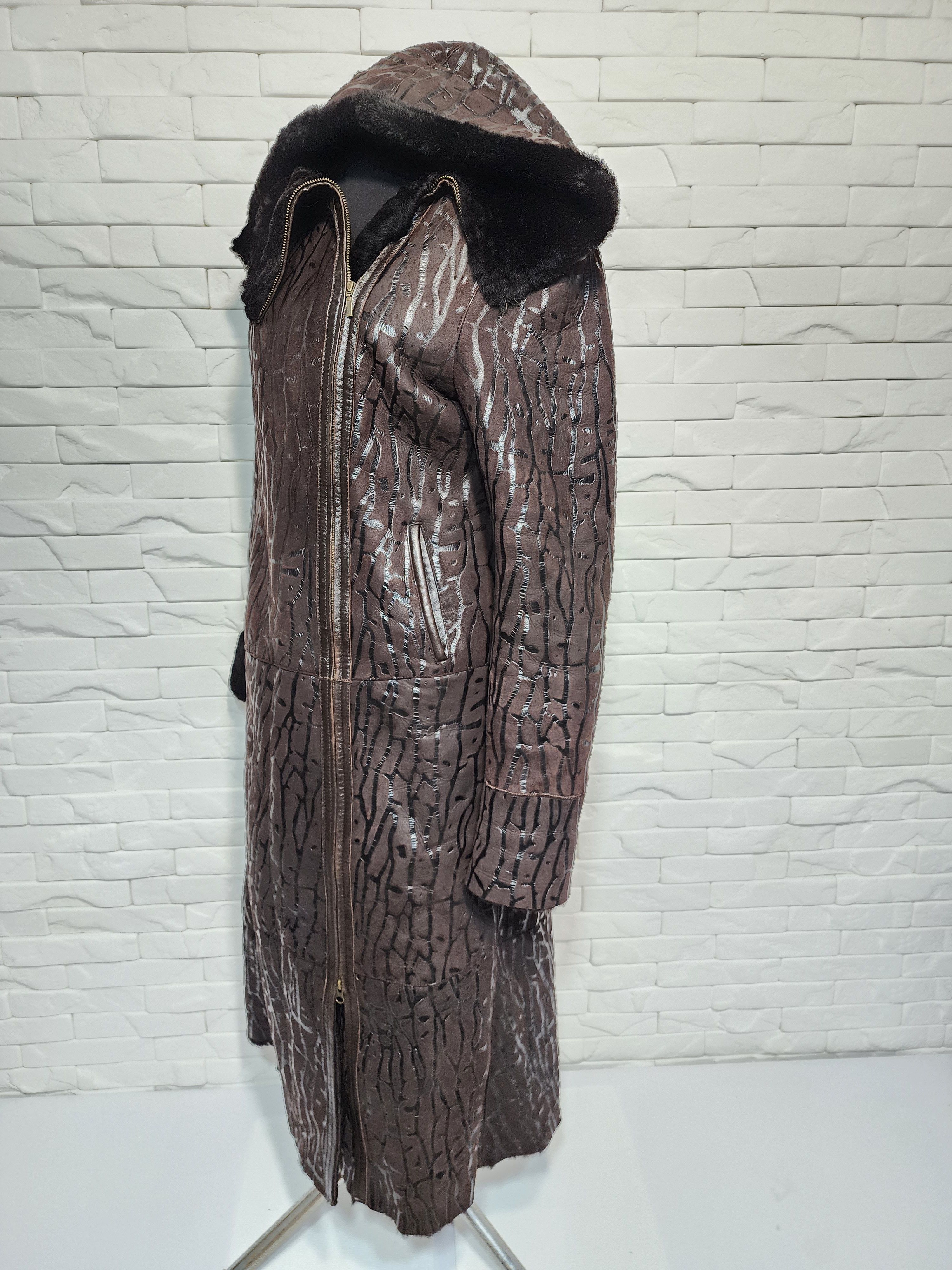 Designer Brown Women's Sheepskin Coat Size M / US 6-8 / IT 42-44 - 2 Thumbnail