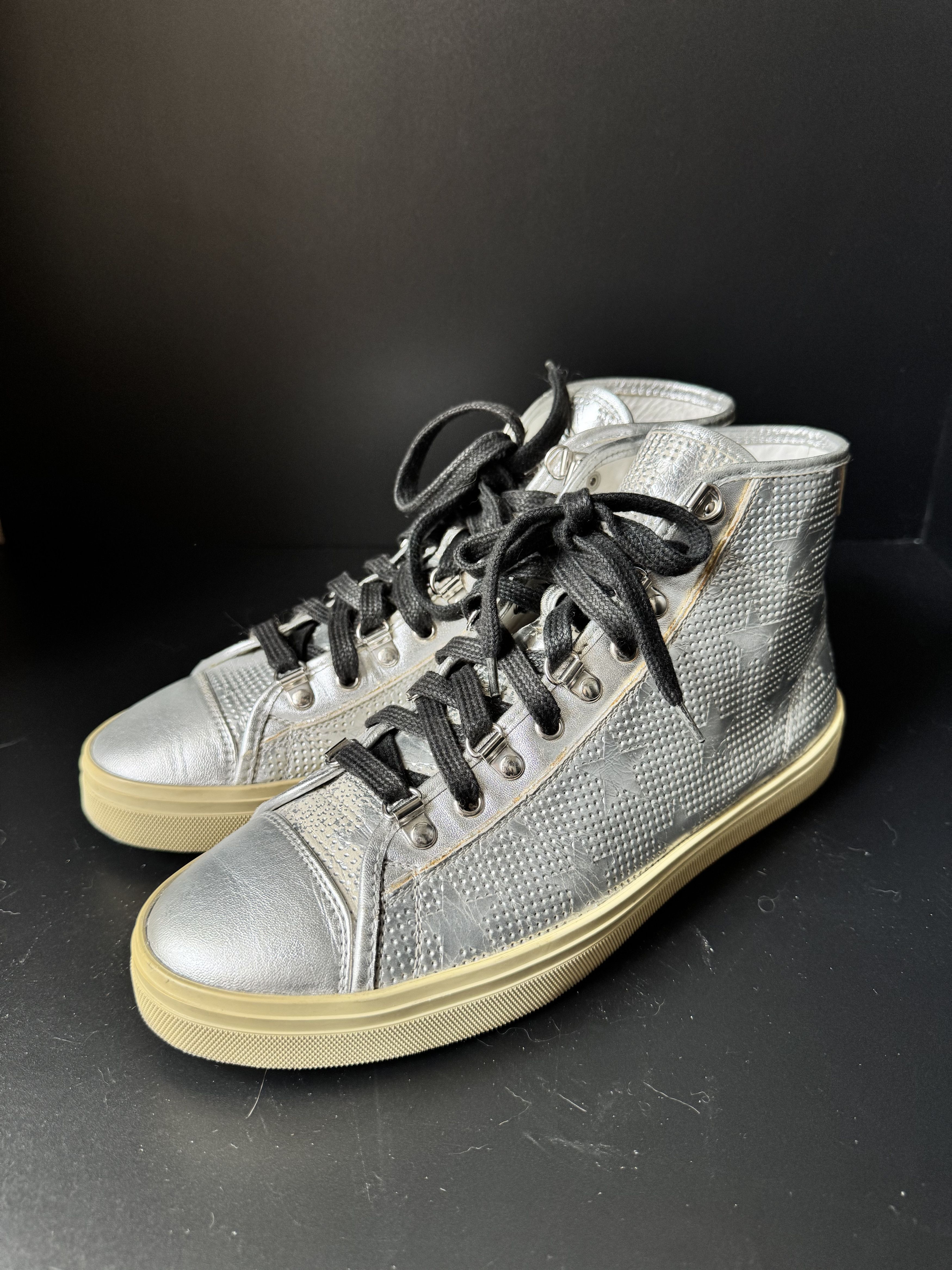 Saint Laurent Metallic Star Rivington Sneakers, view 2