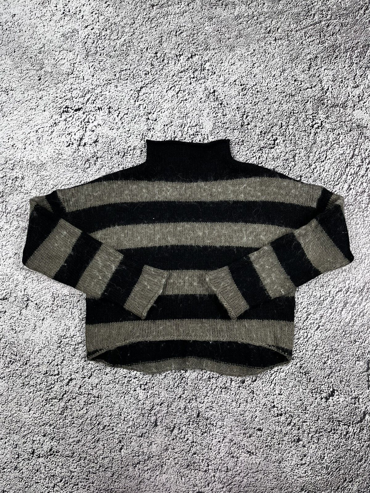 Vintage Vintage Y2K Cropped Striped Alpaca Wool Turtleneck Sweater M Size M / US 6-8 / IT 42-44 - 2 Thumbnail