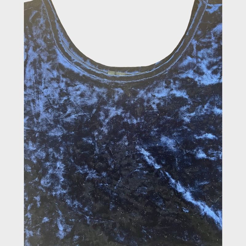 Forever 21 Forever 21 Crushed Velvet Scooped Crop Top Deep Navy Blue Size L / US 10 / IT 46 - 4 Thumbnail