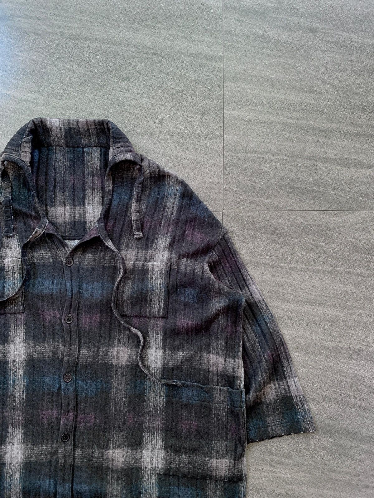 Yohji Yamamoto FREE TAX! Y's Shadow Plaid Knitted Laces Shirt Size US M / EU 48-50 / 2 - 2 Thumbnail