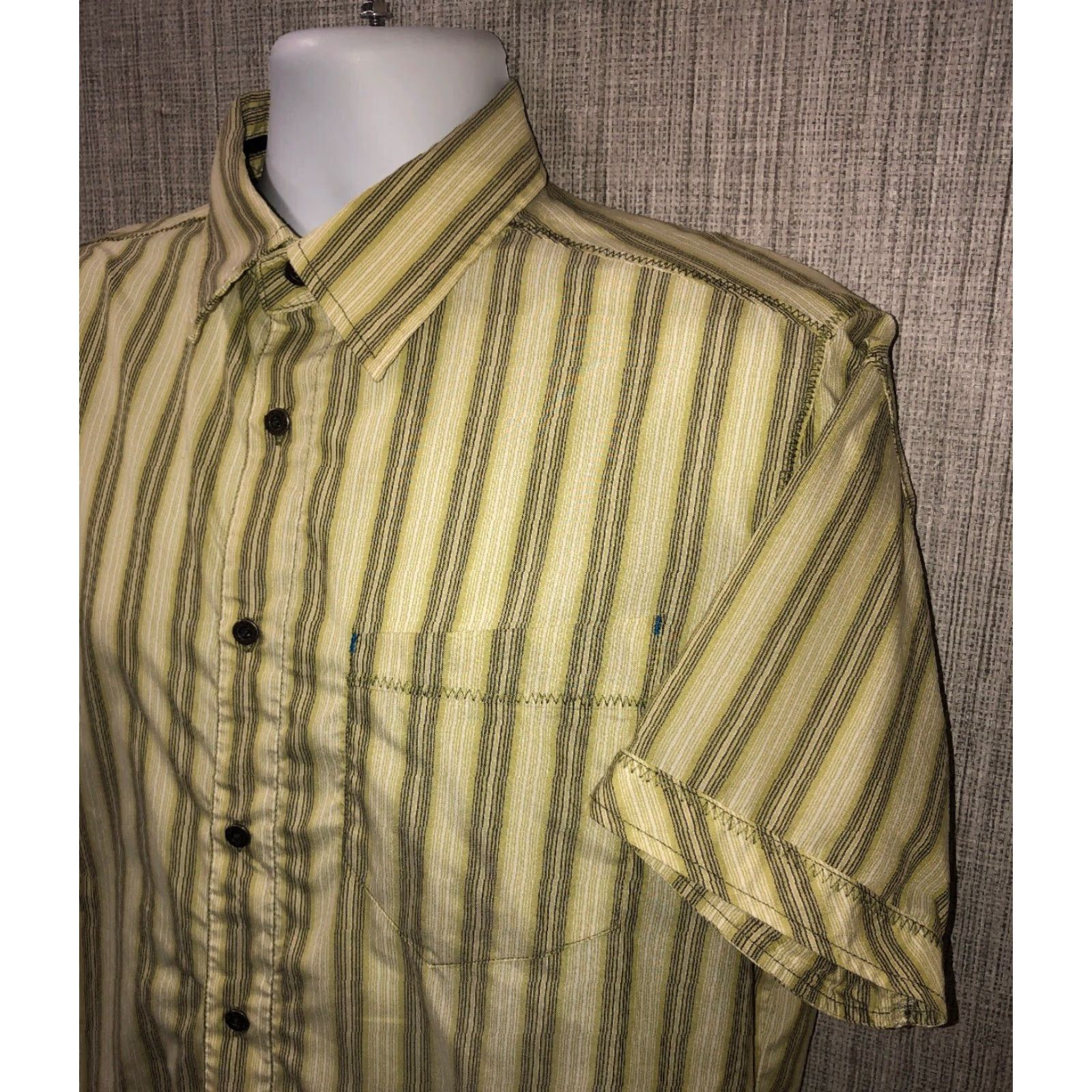 Vintage Kuhl Mens Green Striped Short Sleeve Button Front Shirt M Size US M / EU 48-50 / 2 - 2 Thumbnail
