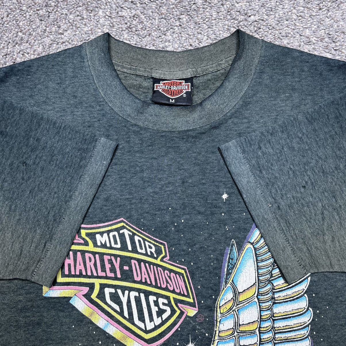 Harley Davidson Vintage 1990s Harley Davidson Chrome Eagle Neon Logo T-Shirt Size US M / EU 48-50 / 2 - 2 Thumbnail