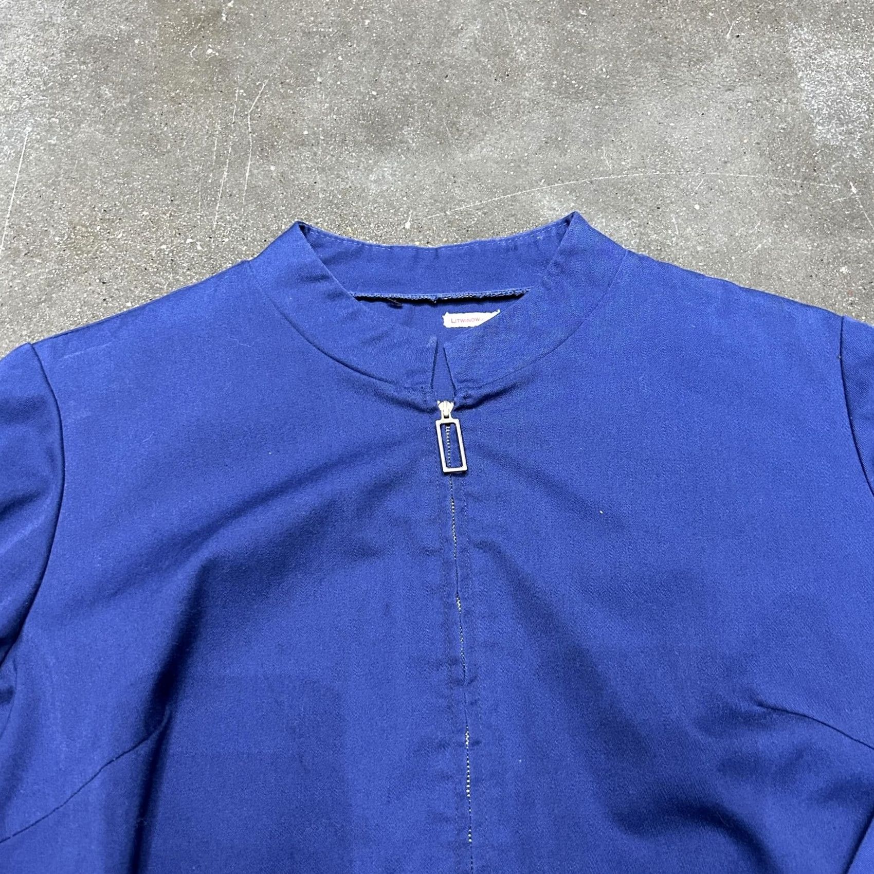 Vintage Litwinowicz Jacket Womens Medium Blue Cotton Twill Full Zip Collared Short Basic Jacket Womens M Blue Twill Zip Casual 90s? Size 32" / US 10 / IT 46 - 2 Thumbnail