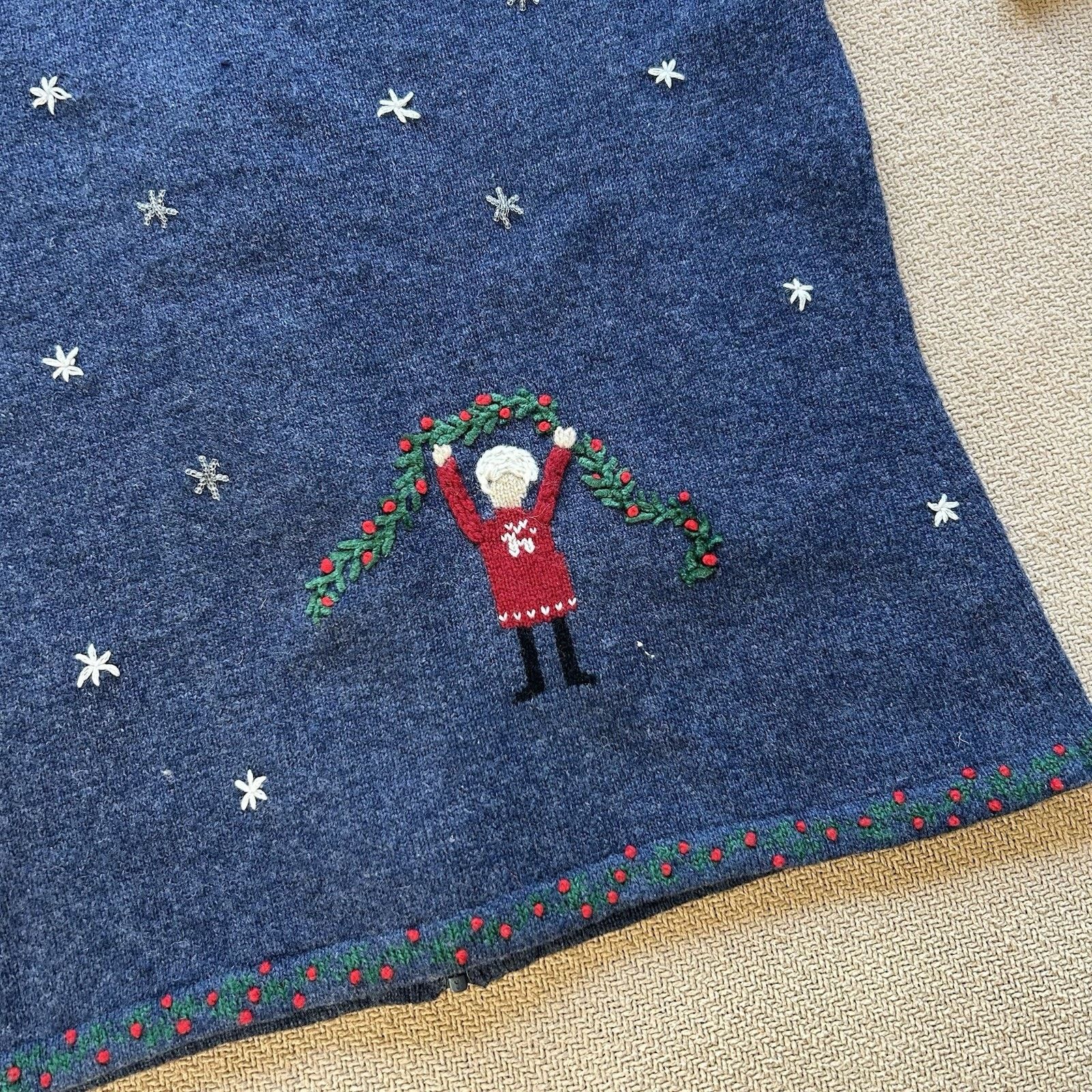 Talbots × Vintage Petites Lambs Wool Knit Full Zip Festive Christmas Sweater S Size S / US 4 / IT 40 - 5 Thumbnail