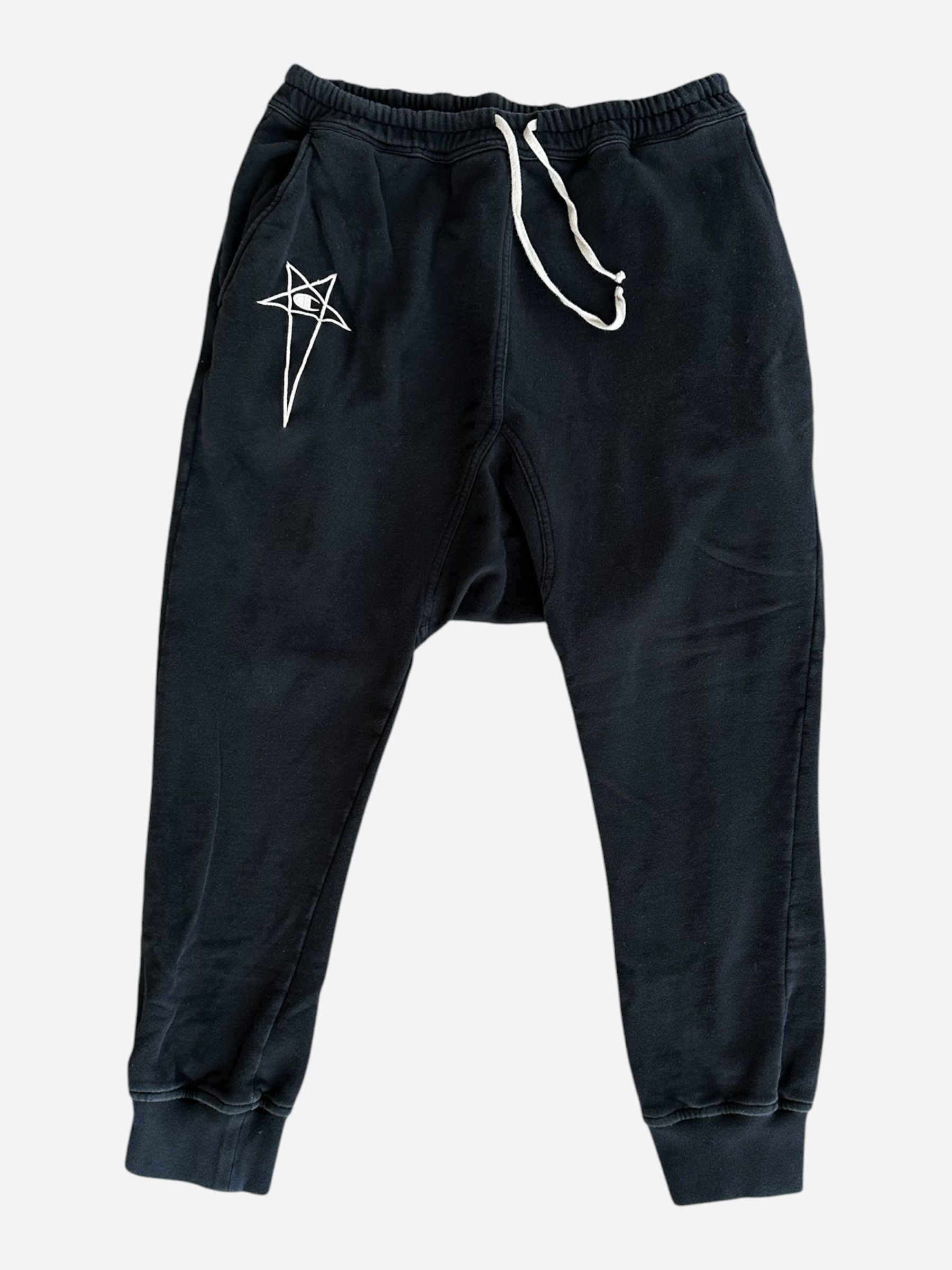 Rick Owens Champion Black & White Embroidered Logo Sweatpants Size US 38 / EU 54 - 1 Thumbnail