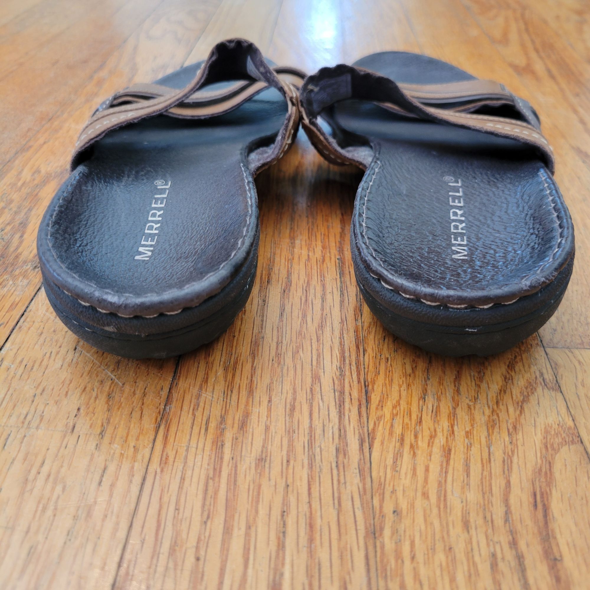 Merrell Merrell Piccolo Brown Leather Slide Sandals 8 Summer Cruise Size US 8 / IT 38 - 3 Thumbnail