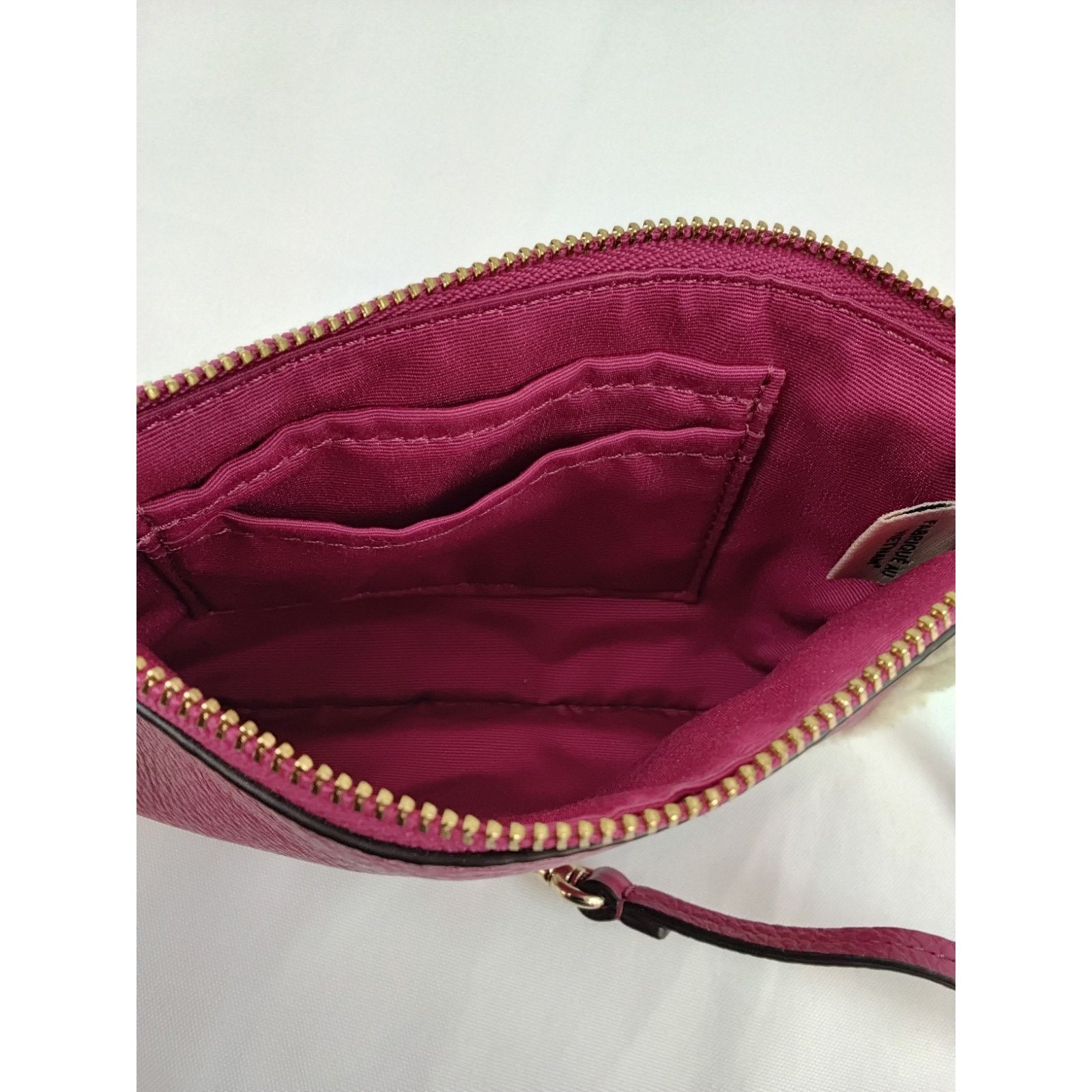 Coach Coach Wristlet Pouch Pink Leather With Shearling Fleece Trim Size ONE SIZE - 7 Thumbnail