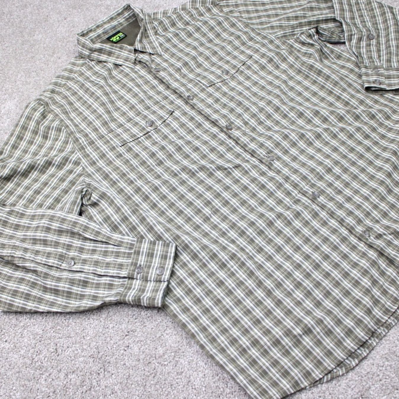 Vintage Koppen Shirt Mens 2XL Green No Fly Zone Repellent Vented Roll Tab Seersucker L/S Shirt Mens 2XL Green Plaid Button-Up Casual Outdoor Size US XXL / EU 58 / 5 - 7 Thumbnail